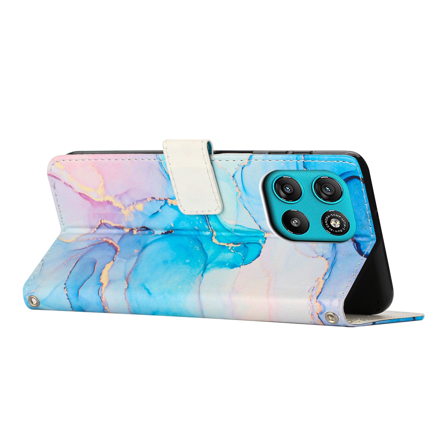 For Motorola Moto G57 Power 5G / Motorola Moto G57 5G / Motorola Moto G100 5G (2025) / Motorola Moto G67 Power 5G Stand Case Marble Pattern PU Leather Wallet Phone Cover - Pink / Green