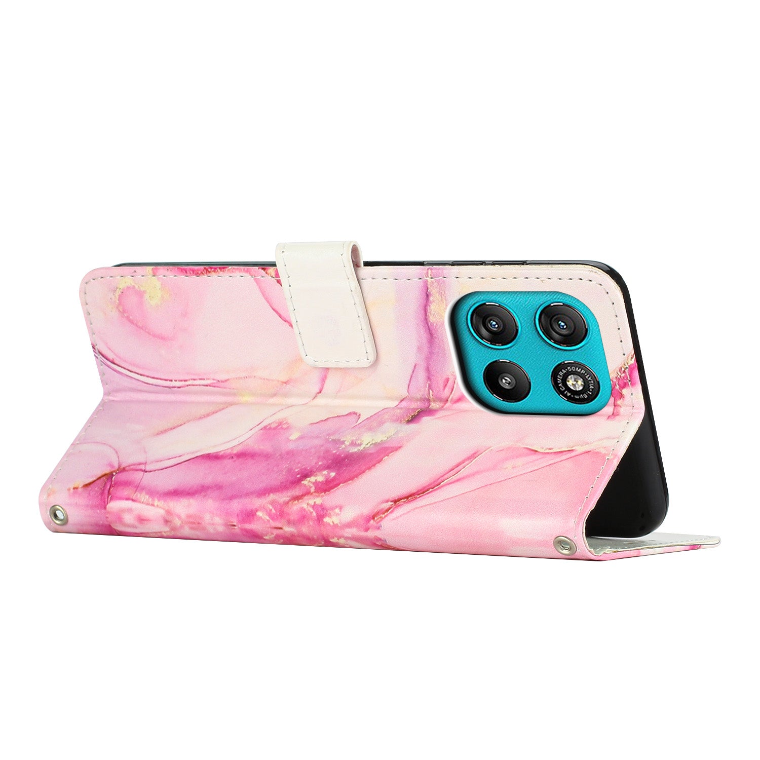 For Motorola Moto G57 Power 5G / Motorola Moto G57 5G / Motorola Moto G100 5G (2025) / Motorola Moto G67 Power 5G Stand Case Marble Pattern PU Leather Wallet Phone Cover - Rose Gold