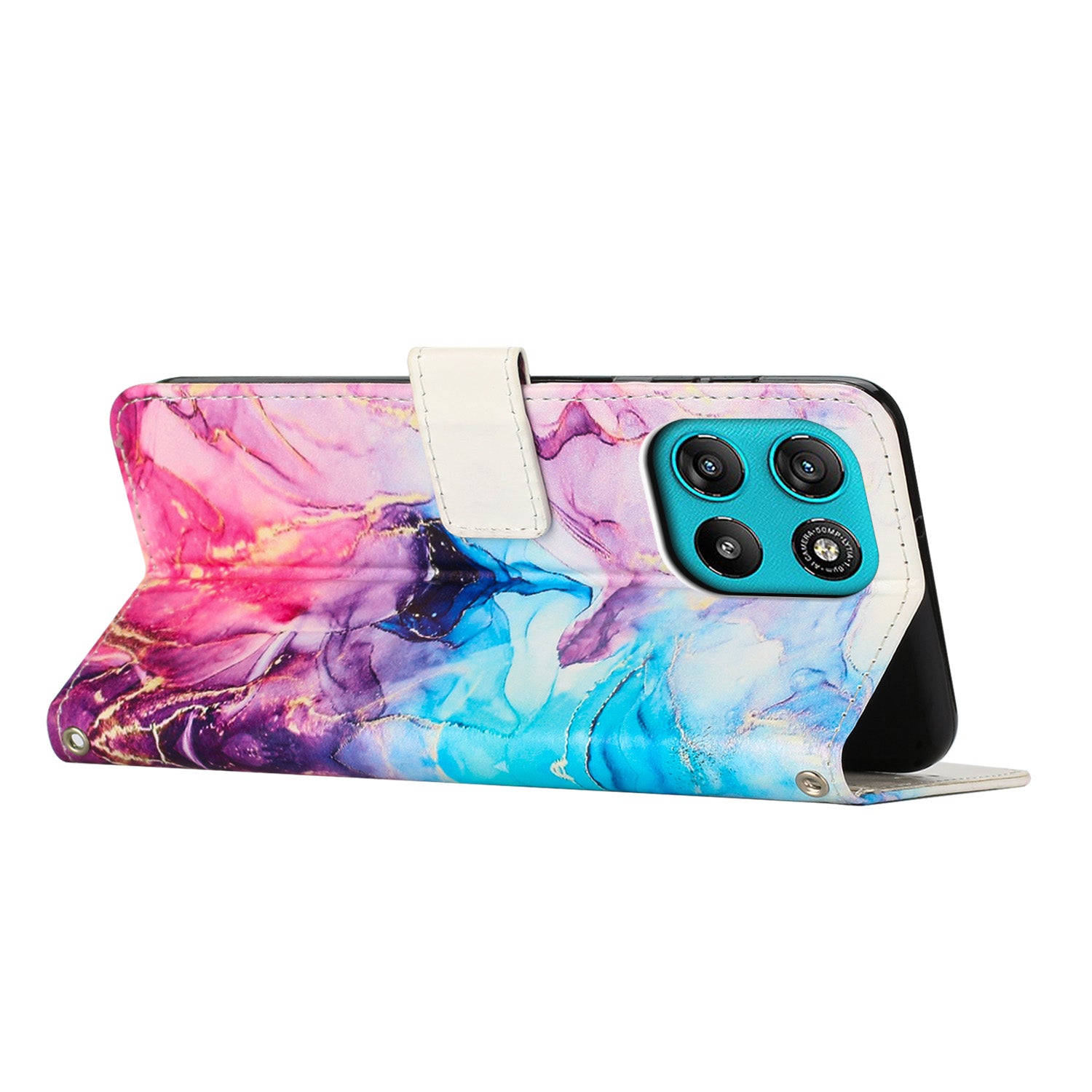 For Motorola Moto G57 Power 5G / Motorola Moto G57 5G / Motorola Moto G100 5G (2025) / Motorola Moto G67 Power 5G Stand Case Marble Pattern PU Leather Wallet Phone Cover - Pink / Purple