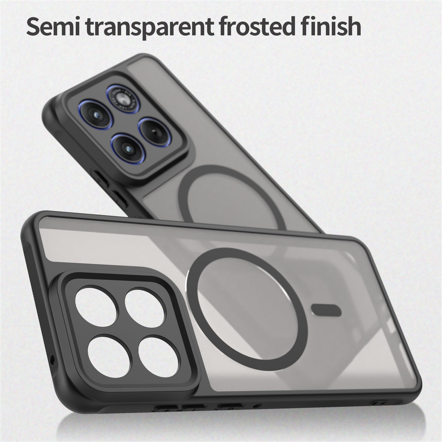 For Motorola Edge 70 5G Magnetic Case with Screen Film WANLONFENG FD Series Skin Touch TPU + PC Phone Back Cover - Black
