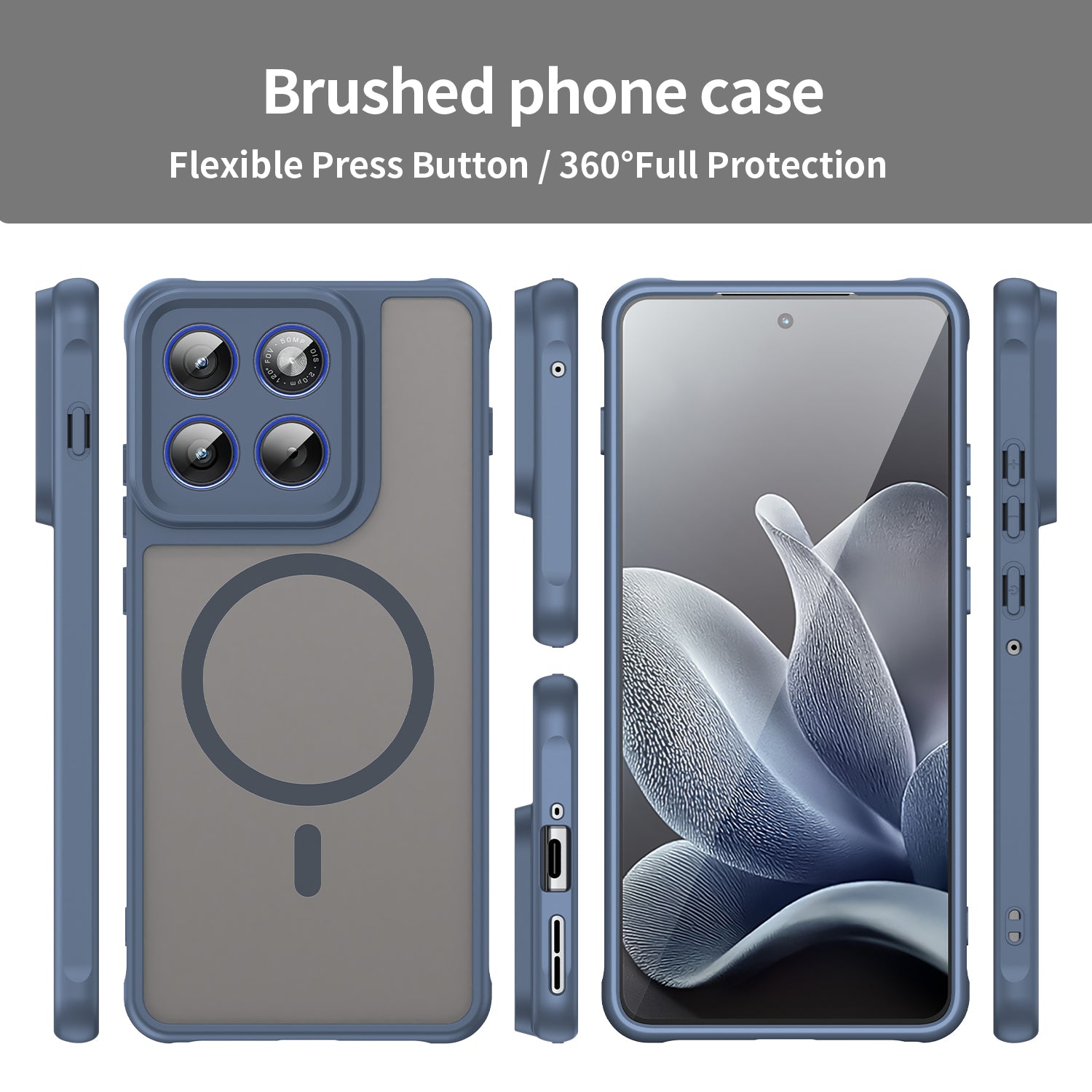 For Motorola Edge 70 5G Magnetic Case with Screen Film WANLONFENG FD Series Skin Touch TPU + PC Phone Back Cover - Blue