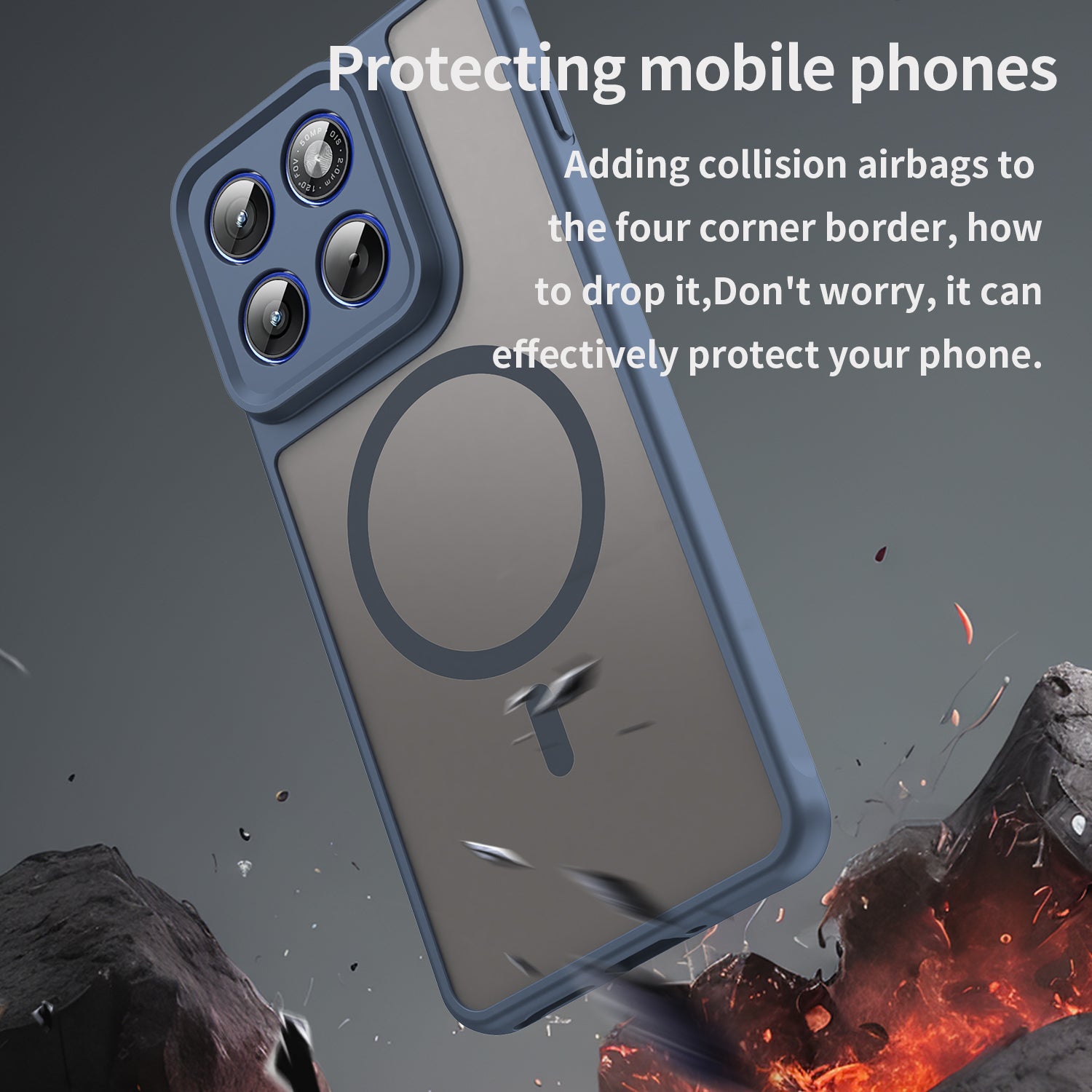 For Motorola Edge 70 5G Magnetic Case with Screen Film WANLONFENG FD Series Skin Touch TPU + PC Phone Back Cover - Blue
