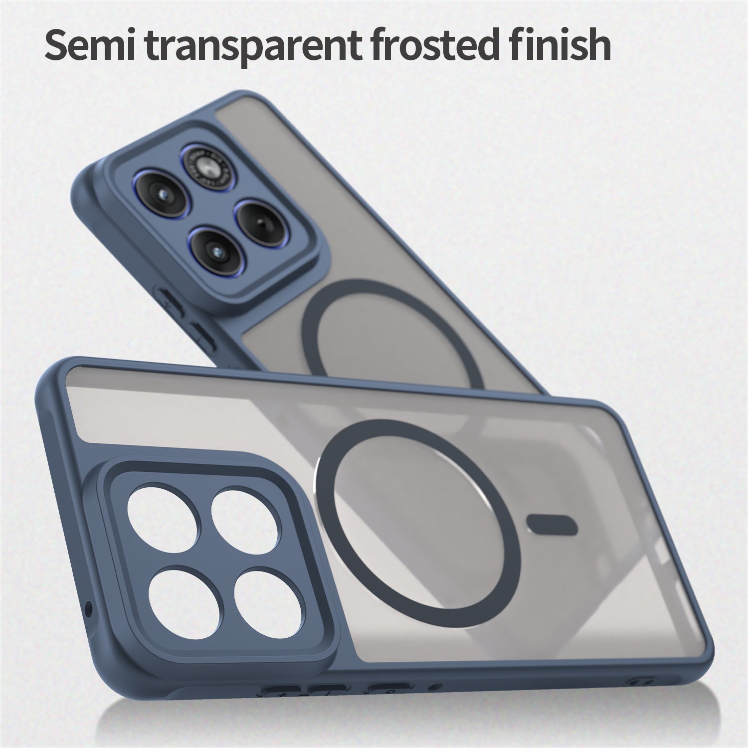 For Motorola Edge 70 5G Magnetic Case with Screen Film WANLONFENG FD Series Skin Touch TPU + PC Phone Back Cover - Blue