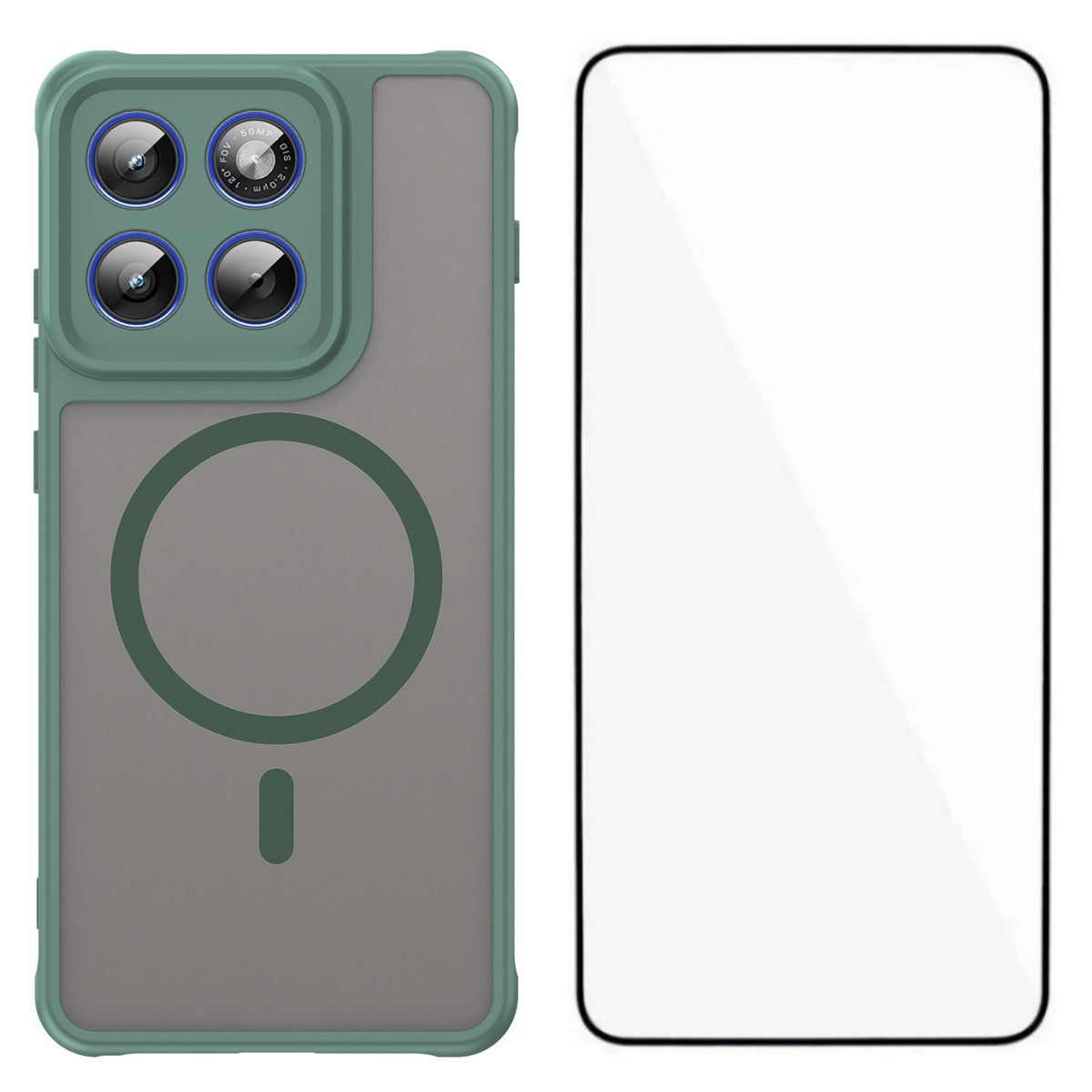 For Motorola Edge 70 5G Magnetic Case with Screen Film WANLONFENG FD Series Skin Touch TPU + PC Phone Back Cover - Green