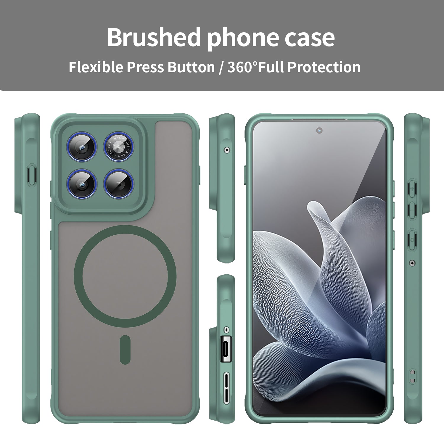 For Motorola Edge 70 5G Magnetic Case with Screen Film WANLONFENG FD Series Skin Touch TPU + PC Phone Back Cover - Green
