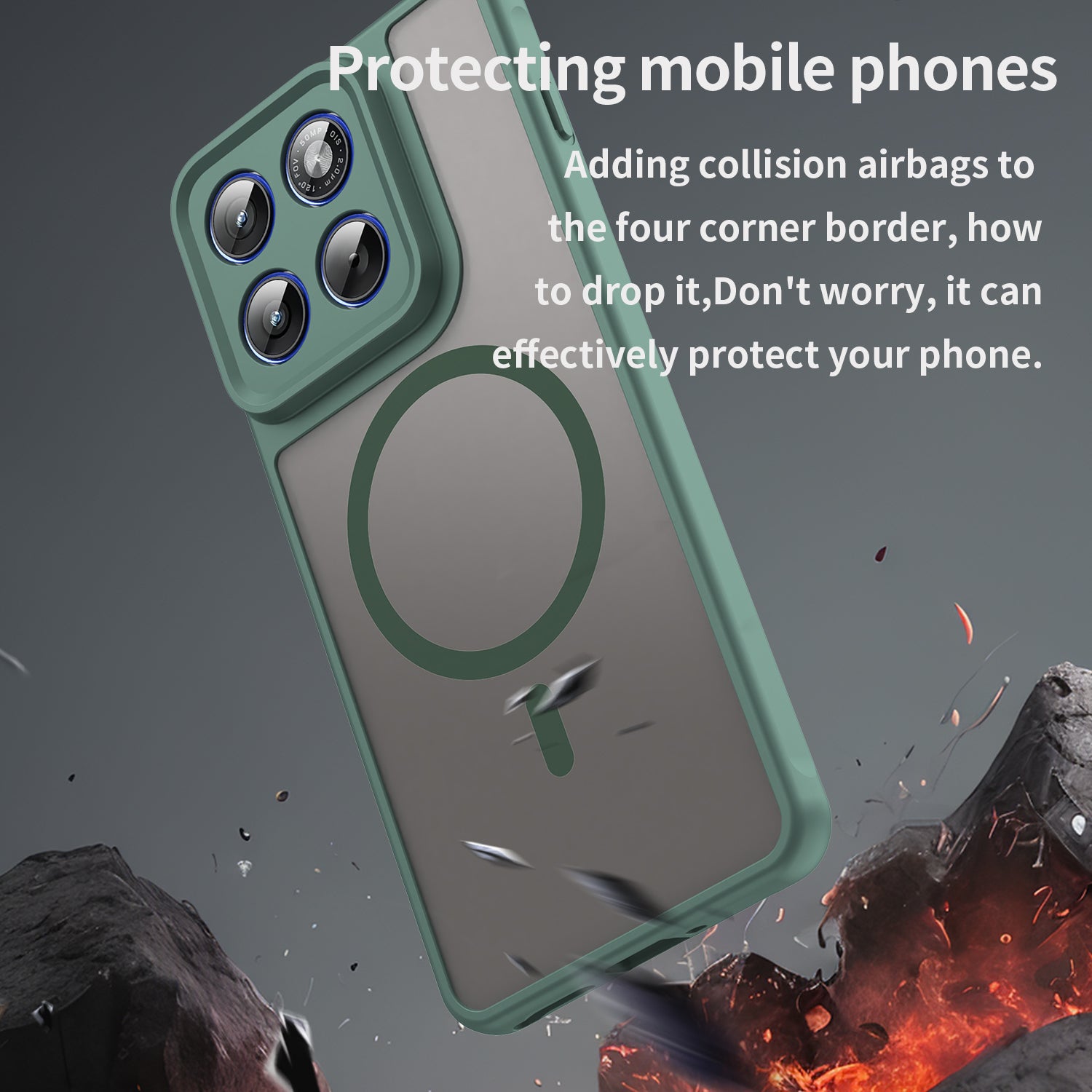 For Motorola Edge 70 5G Magnetic Case with Screen Film WANLONFENG FD Series Skin Touch TPU + PC Phone Back Cover - Green