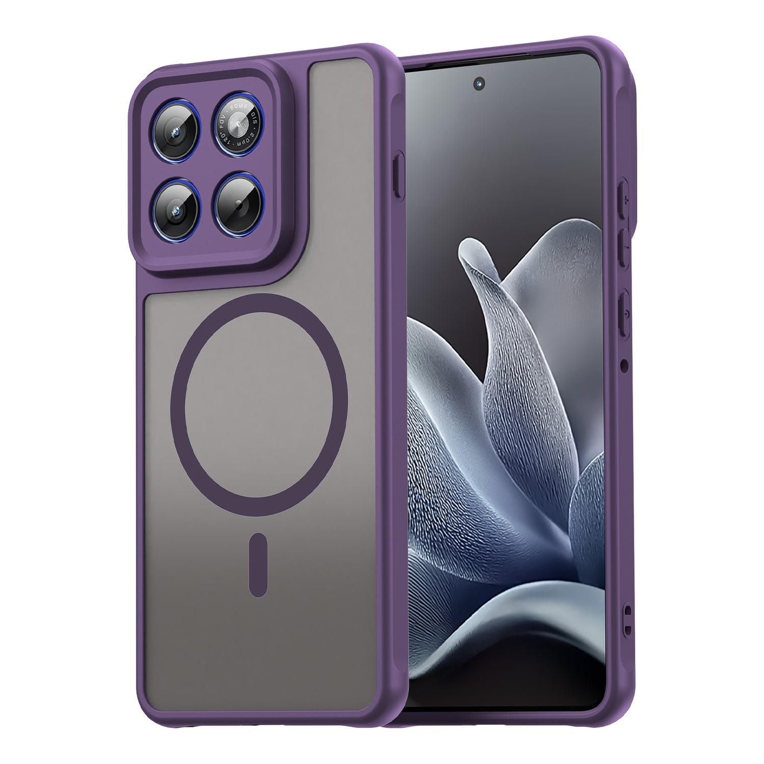 For Motorola Edge 70 5G Magnetic Case with Screen Film WANLONFENG FD Series Skin Touch TPU + PC Phone Back Cover - Purple