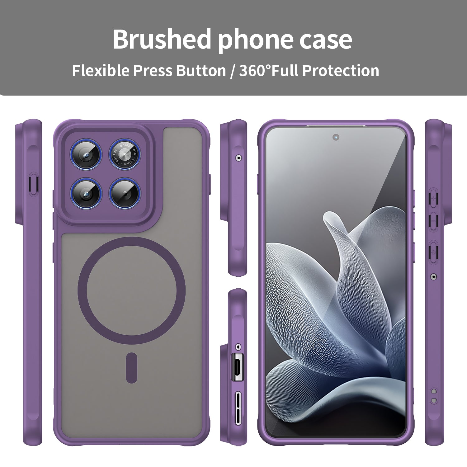 For Motorola Edge 70 5G Magnetic Case with Screen Film WANLONFENG FD Series Skin Touch TPU + PC Phone Back Cover - Purple