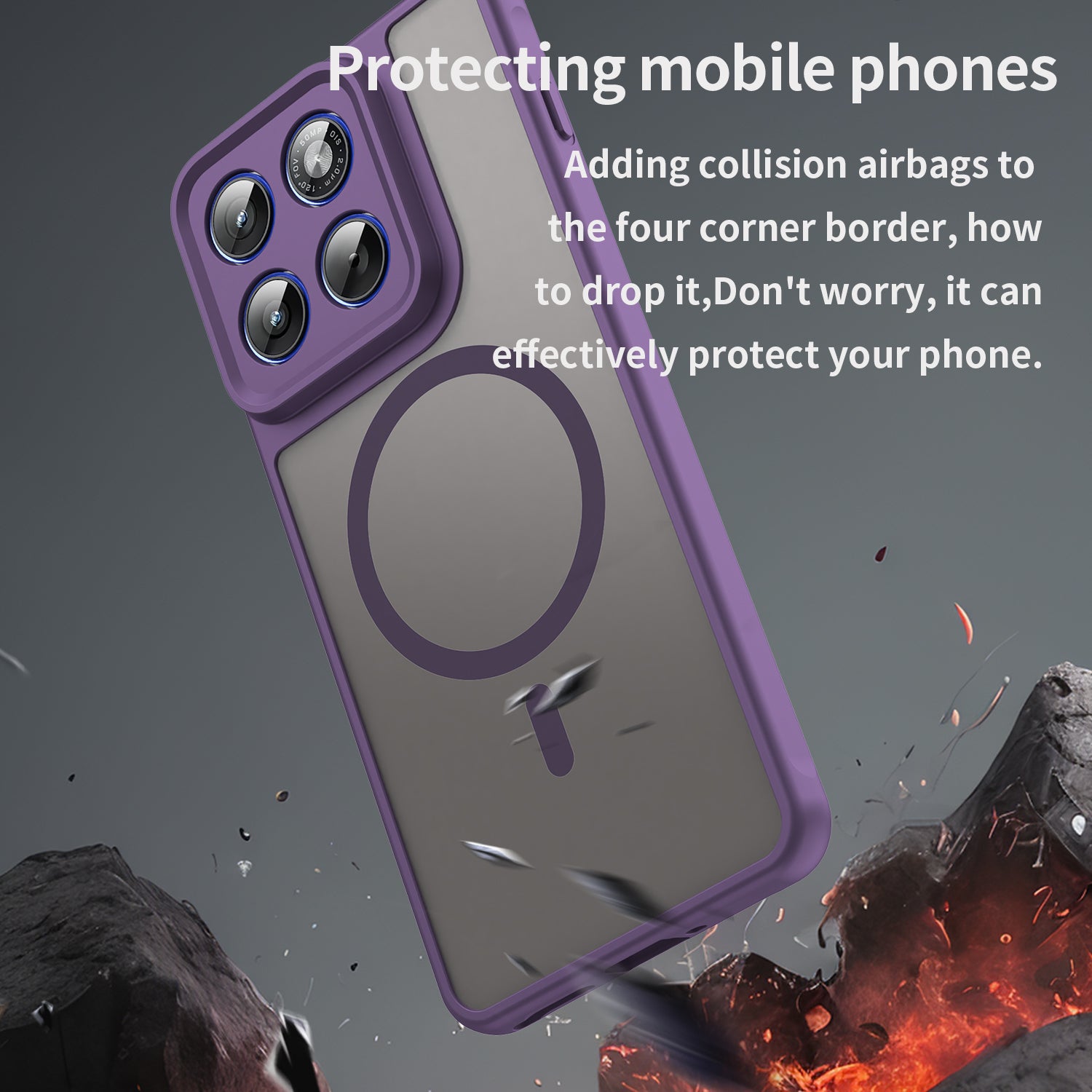 For Motorola Edge 70 5G Magnetic Case with Screen Film WANLONFENG FD Series Skin Touch TPU + PC Phone Back Cover - Purple