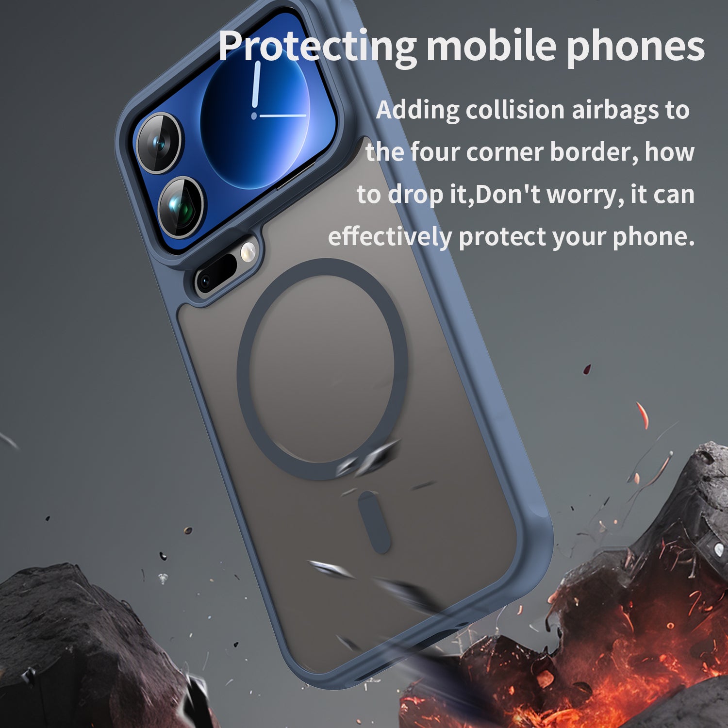 For Xiaomi 17 Pro Max Magnetic Case with Screen Film WANLONFENG FD Series Skin Touch TPU + PC Phone Back Cover - Blue