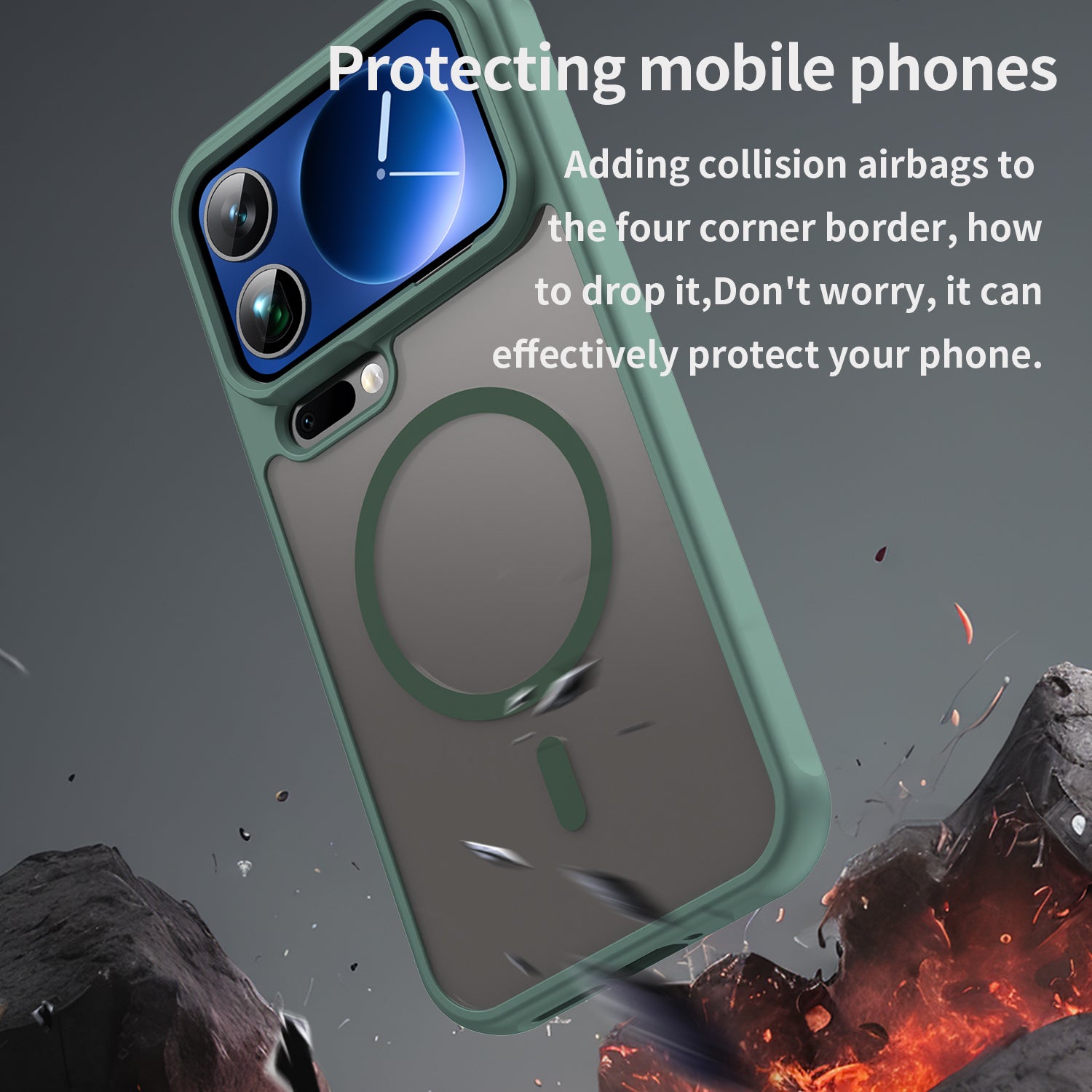 For Xiaomi 17 Pro Max Magnetic Case with Screen Film WANLONFENG FD Series Skin Touch TPU + PC Phone Back Cover - Green