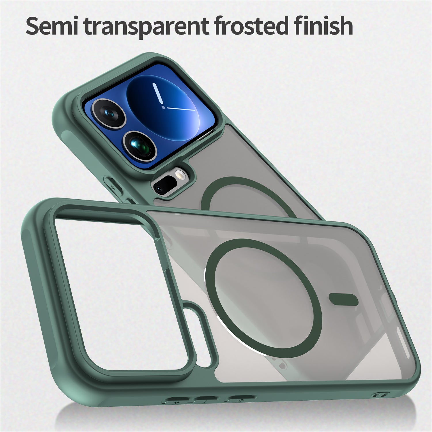For Xiaomi 17 Pro Max Magnetic Case with Screen Film WANLONFENG FD Series Skin Touch TPU + PC Phone Back Cover - Green