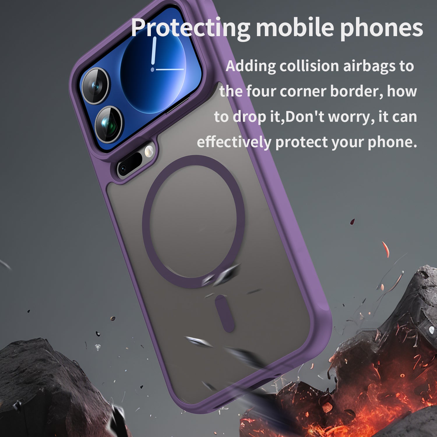 For Xiaomi 17 Pro Max Magnetic Case with Screen Film WANLONFENG FD Series Skin Touch TPU + PC Phone Back Cover - Purple