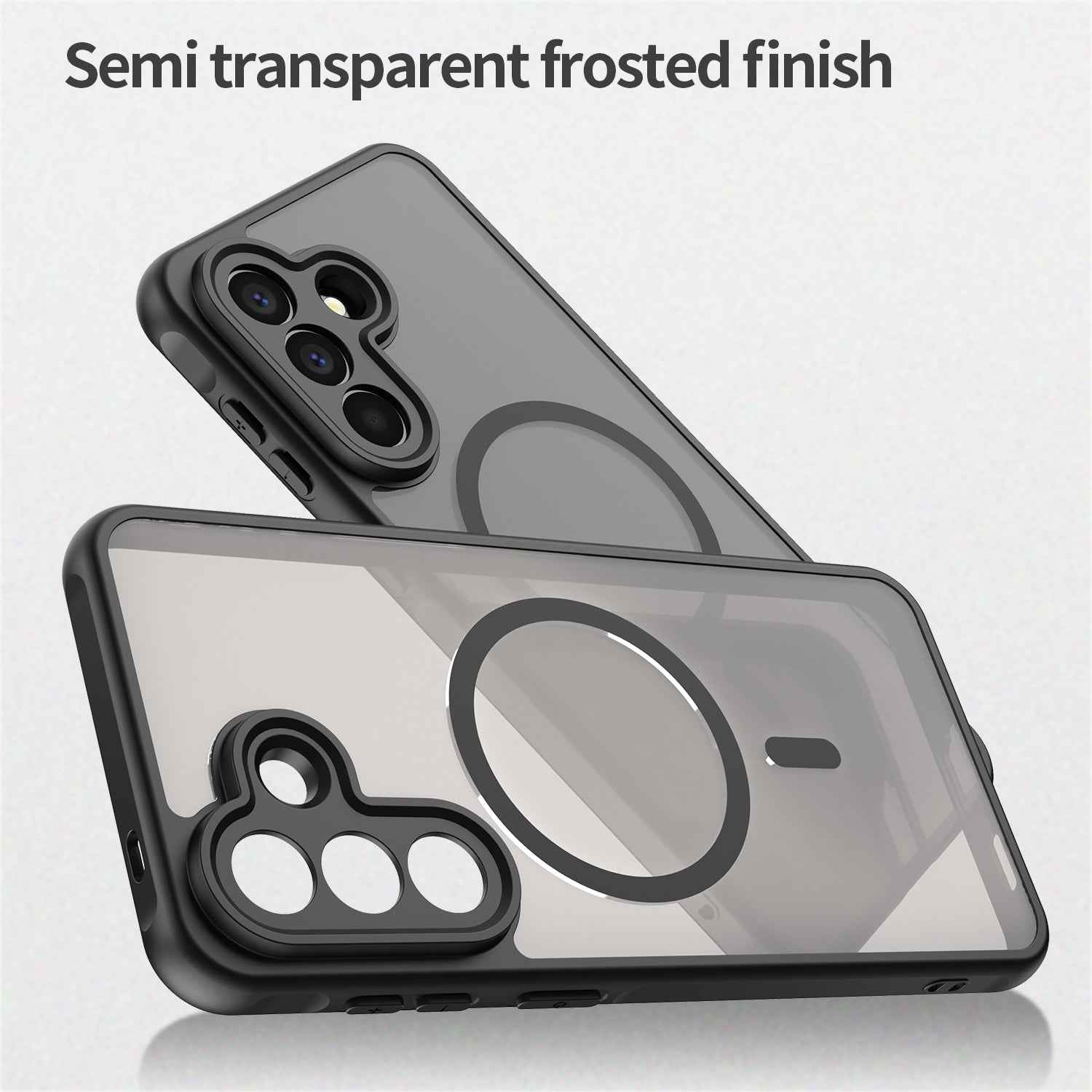 For Samsung Galaxy A57 5G Magnetic Case with Screen Film WANLONFENG FD Series Skin Touch TPU + PC Phone Back Cover - Black