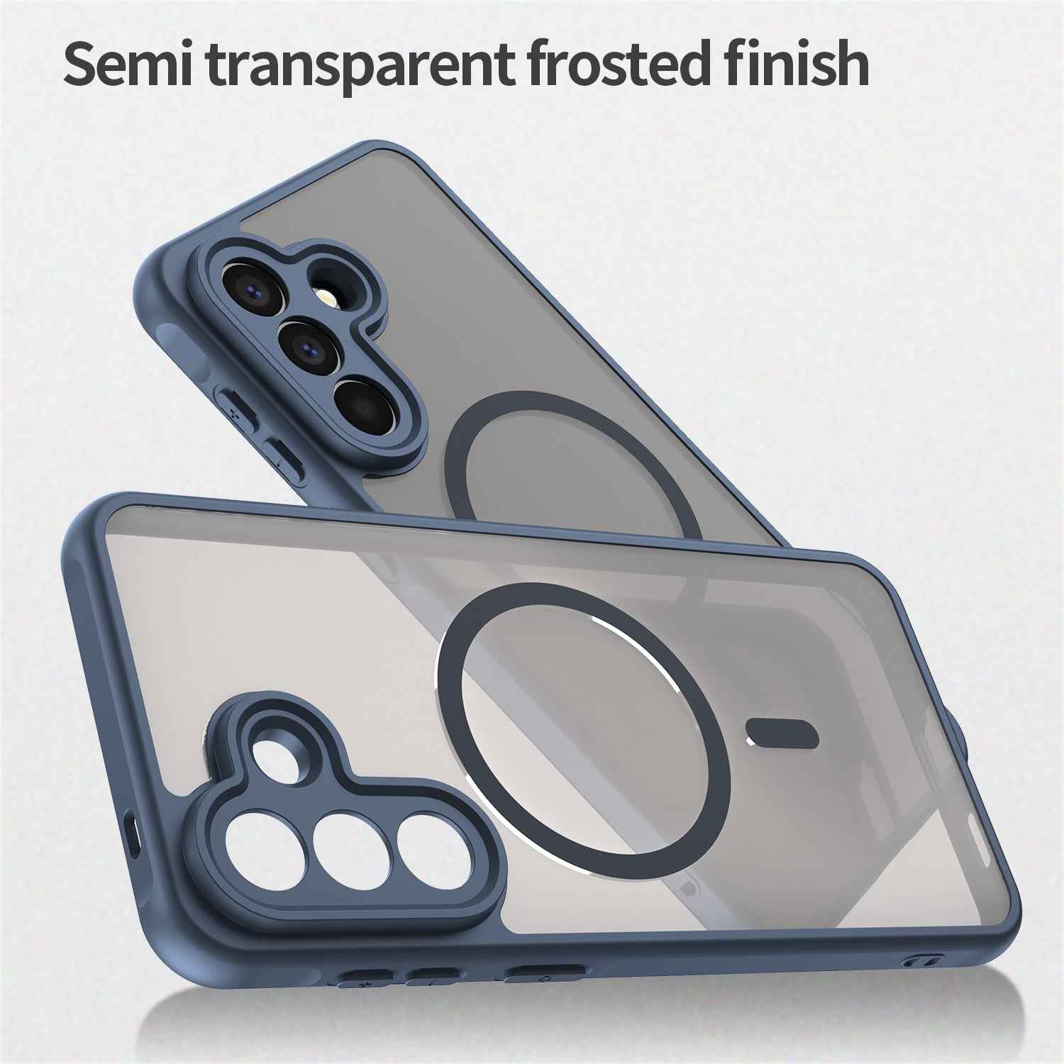 For Samsung Galaxy A57 5G Magnetic Case with Screen Film WANLONFENG FD Series Skin Touch TPU + PC Phone Back Cover - Blue