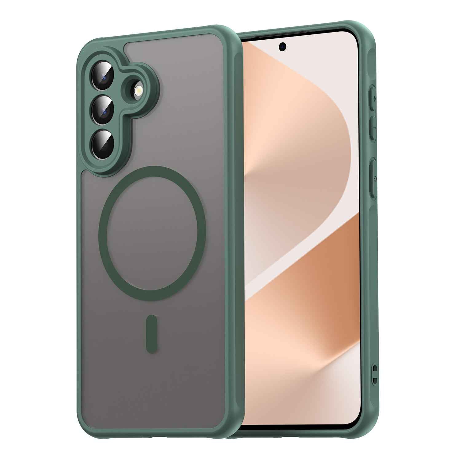 For Samsung Galaxy A57 5G Magnetic Case with Screen Film WANLONFENG FD Series Skin Touch TPU + PC Phone Back Cover - Green
