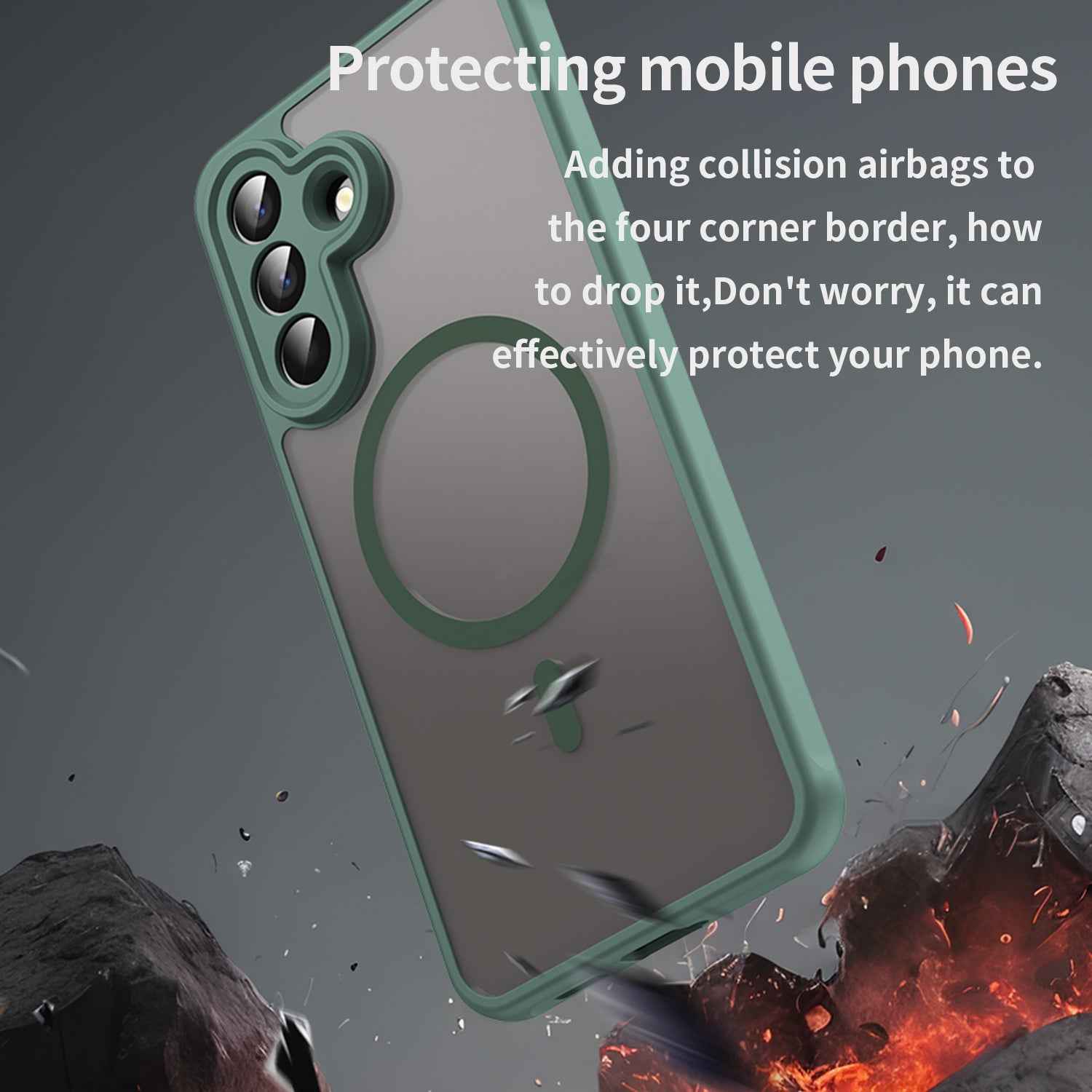 For Samsung Galaxy A57 5G Magnetic Case with Screen Film WANLONFENG FD Series Skin Touch TPU + PC Phone Back Cover - Green