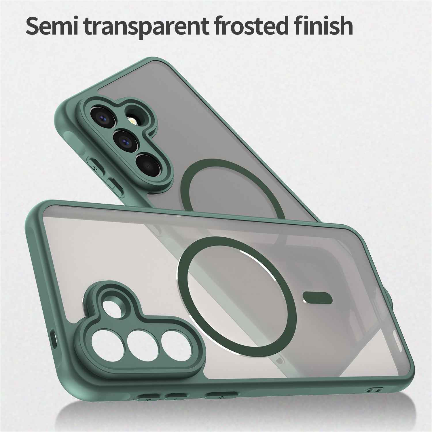 For Samsung Galaxy A57 5G Magnetic Case with Screen Film WANLONFENG FD Series Skin Touch TPU + PC Phone Back Cover - Green