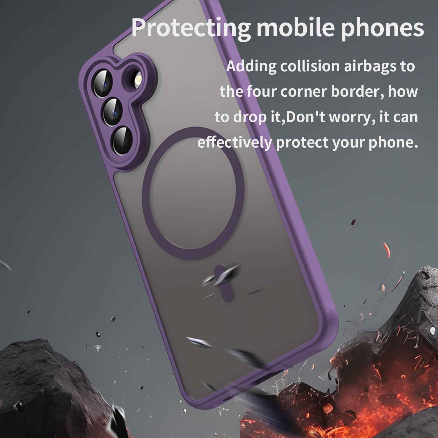 For Samsung Galaxy A57 5G Magnetic Case with Screen Film WANLONFENG FD Series Skin Touch TPU + PC Phone Back Cover - Purple