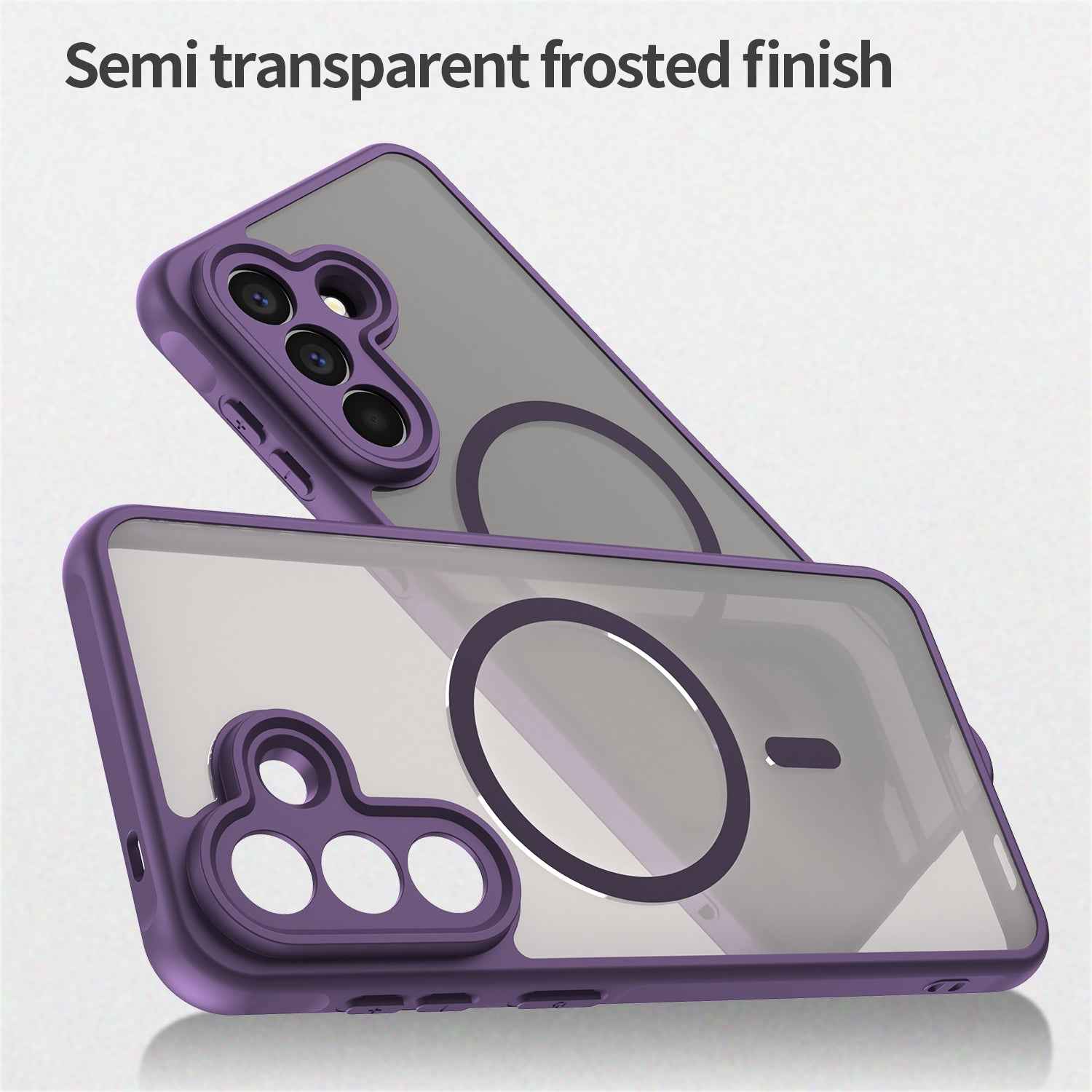 For Samsung Galaxy A57 5G Magnetic Case with Screen Film WANLONFENG FD Series Skin Touch TPU + PC Phone Back Cover - Purple