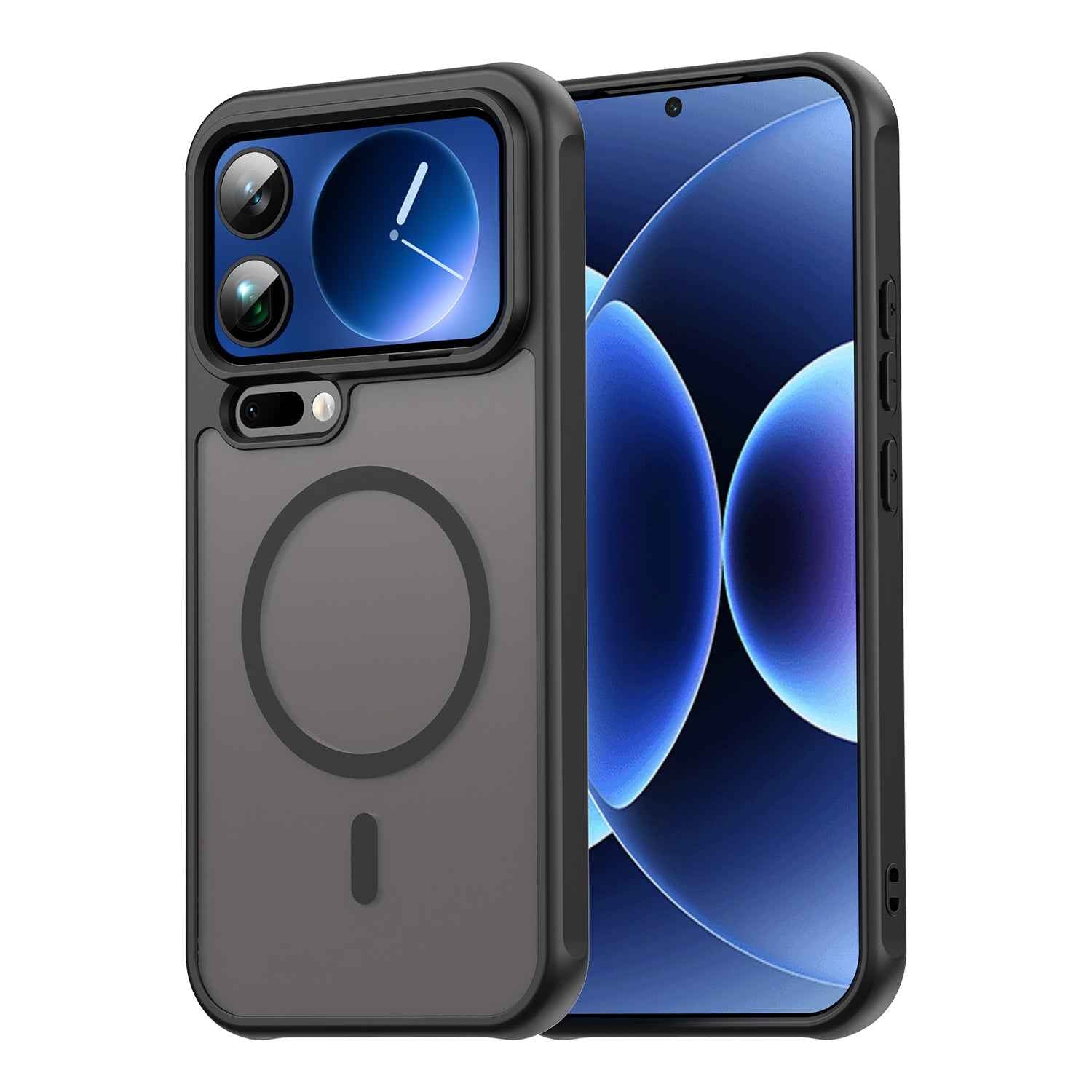 For Xiaomi 17 Pro Magnetic Case with Screen Film WANLONFENG FD Series Skin Touch TPU + PC Phone Back Cover - Black