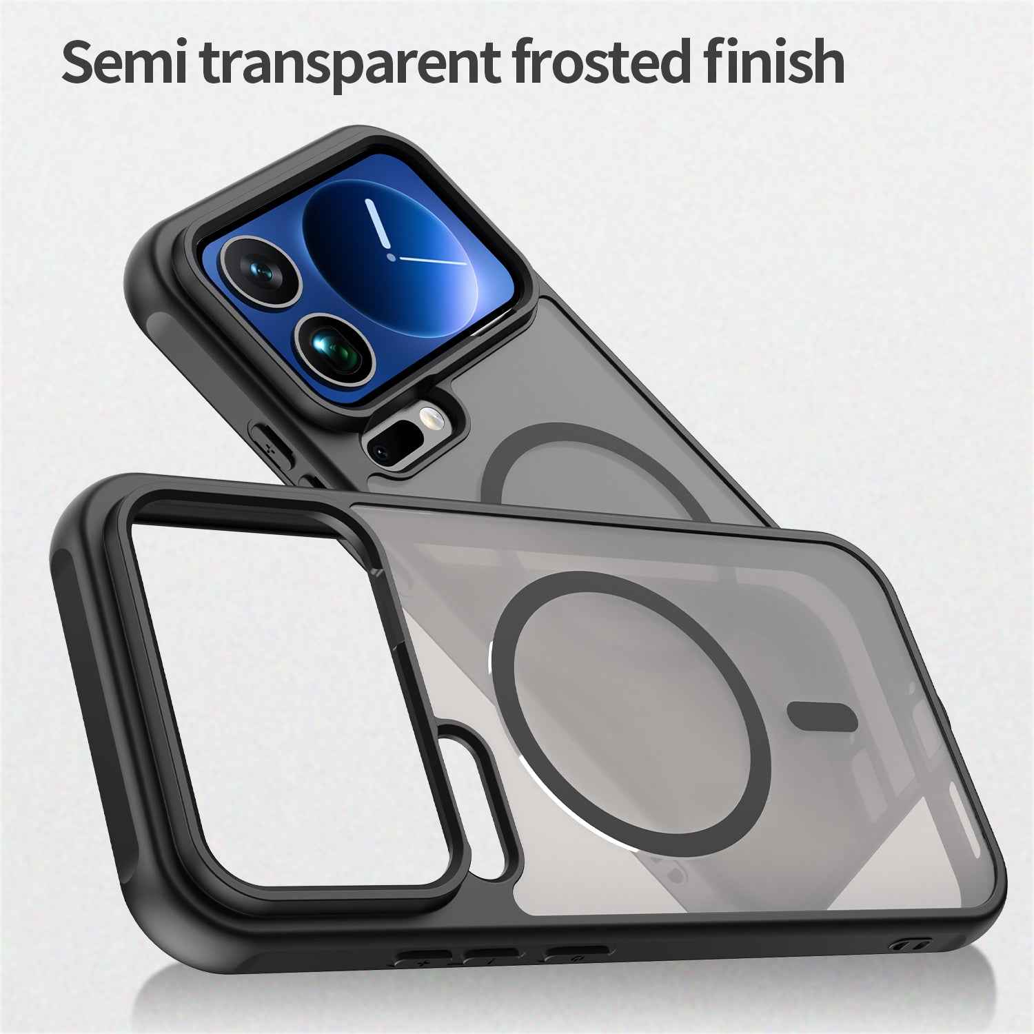 For Xiaomi 17 Pro Magnetic Case with Screen Film WANLONFENG FD Series Skin Touch TPU + PC Phone Back Cover - Black