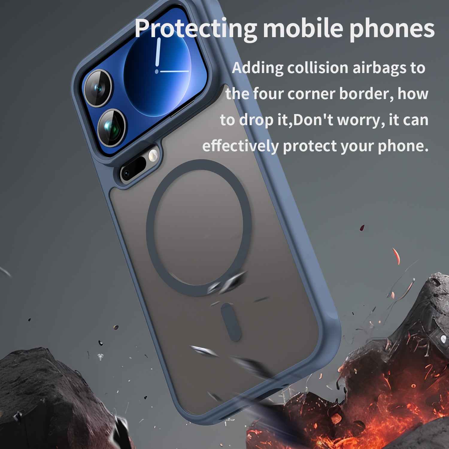 For Xiaomi 17 Pro Magnetic Case with Screen Film WANLONFENG FD Series Skin Touch TPU + PC Phone Back Cover - Blue