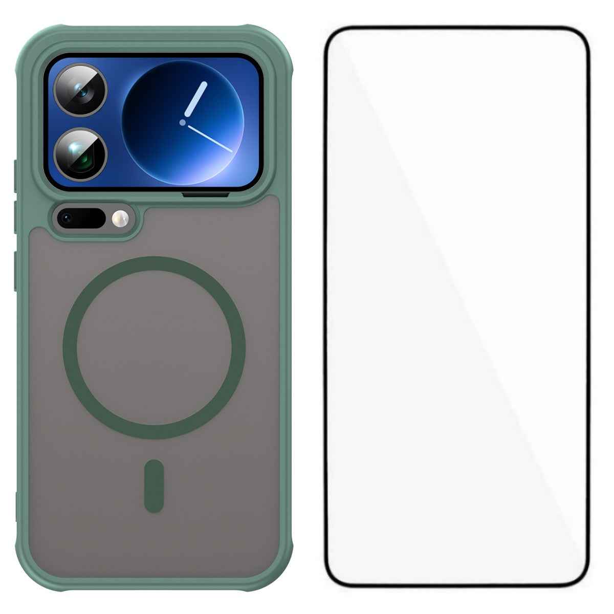 For Xiaomi 17 Pro Magnetic Case with Screen Film WANLONFENG FD Series Skin Touch TPU + PC Phone Back Cover - Green
