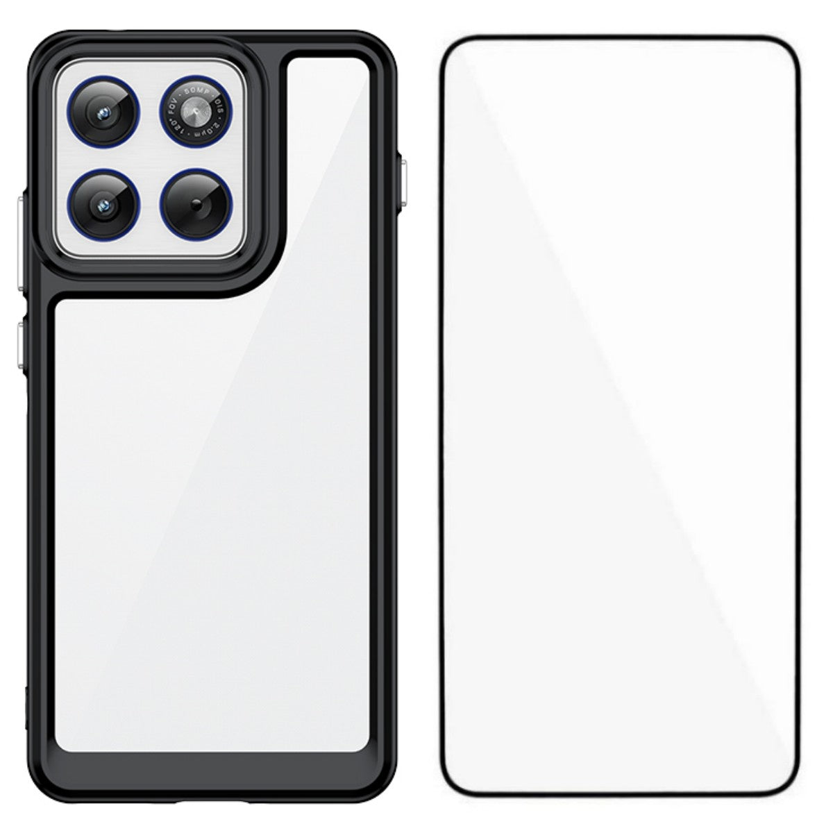 For Motorola Edge 70 5G Phone Case WANLONFENG XC Series TPU Acrylic Cover with Tempered Glass (Big Lens Hole) - Black