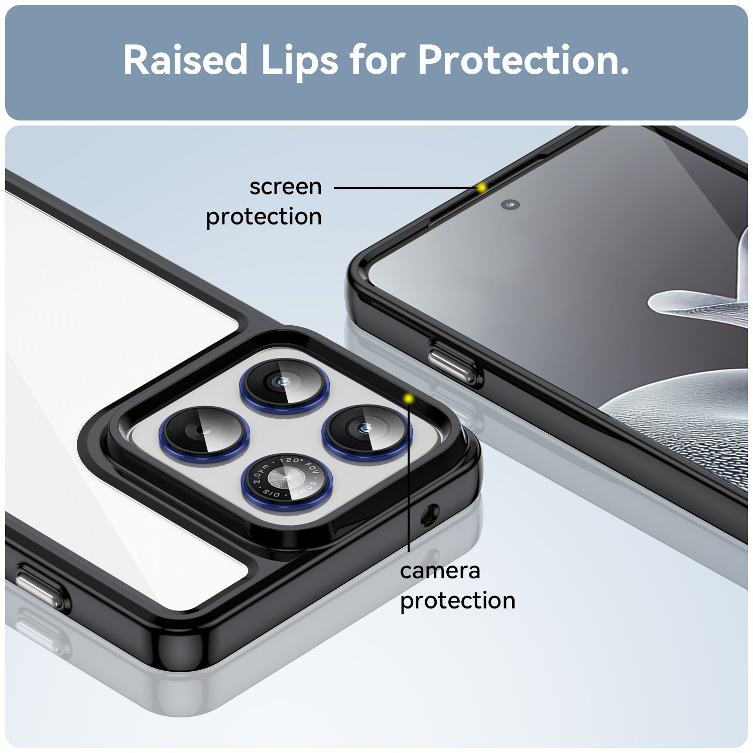 For Motorola Edge 70 5G Phone Case WANLONFENG XC Series TPU Acrylic Cover with Tempered Glass (Big Lens Hole) - Black