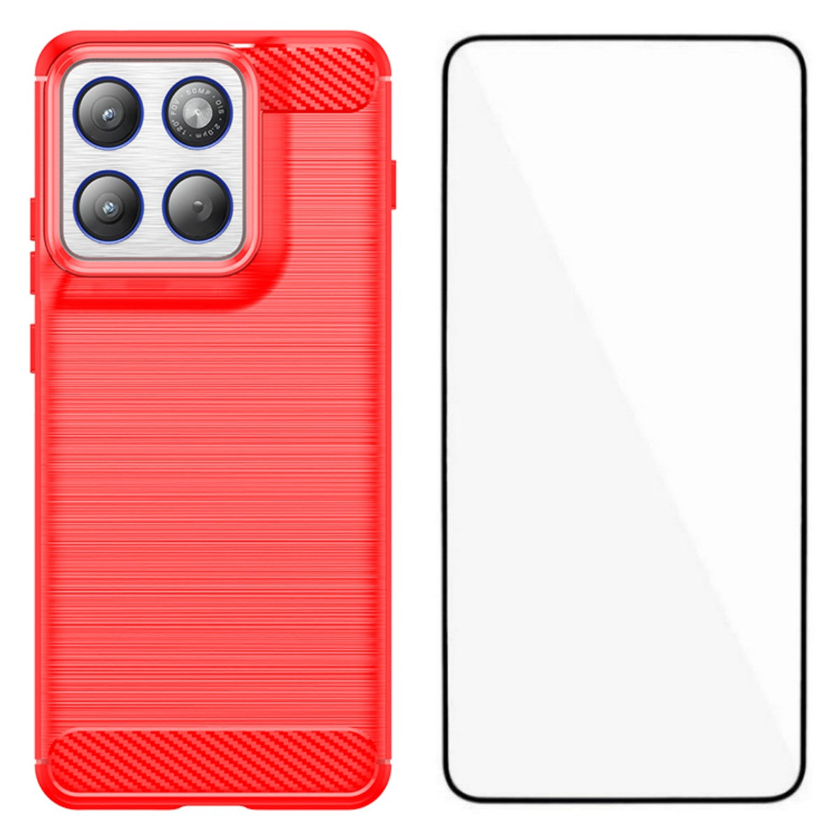 For Motorola Edge 70 5G Case with Screen Film WANLONFENG LS Series Big Lens Hole Brushed Texture TPU Phone Cover - Red