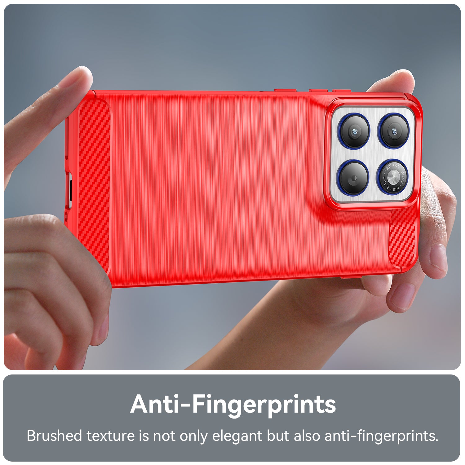 For Motorola Edge 70 5G Case with Screen Film WANLONFENG LS Series Big Lens Hole Brushed Texture TPU Phone Cover - Red