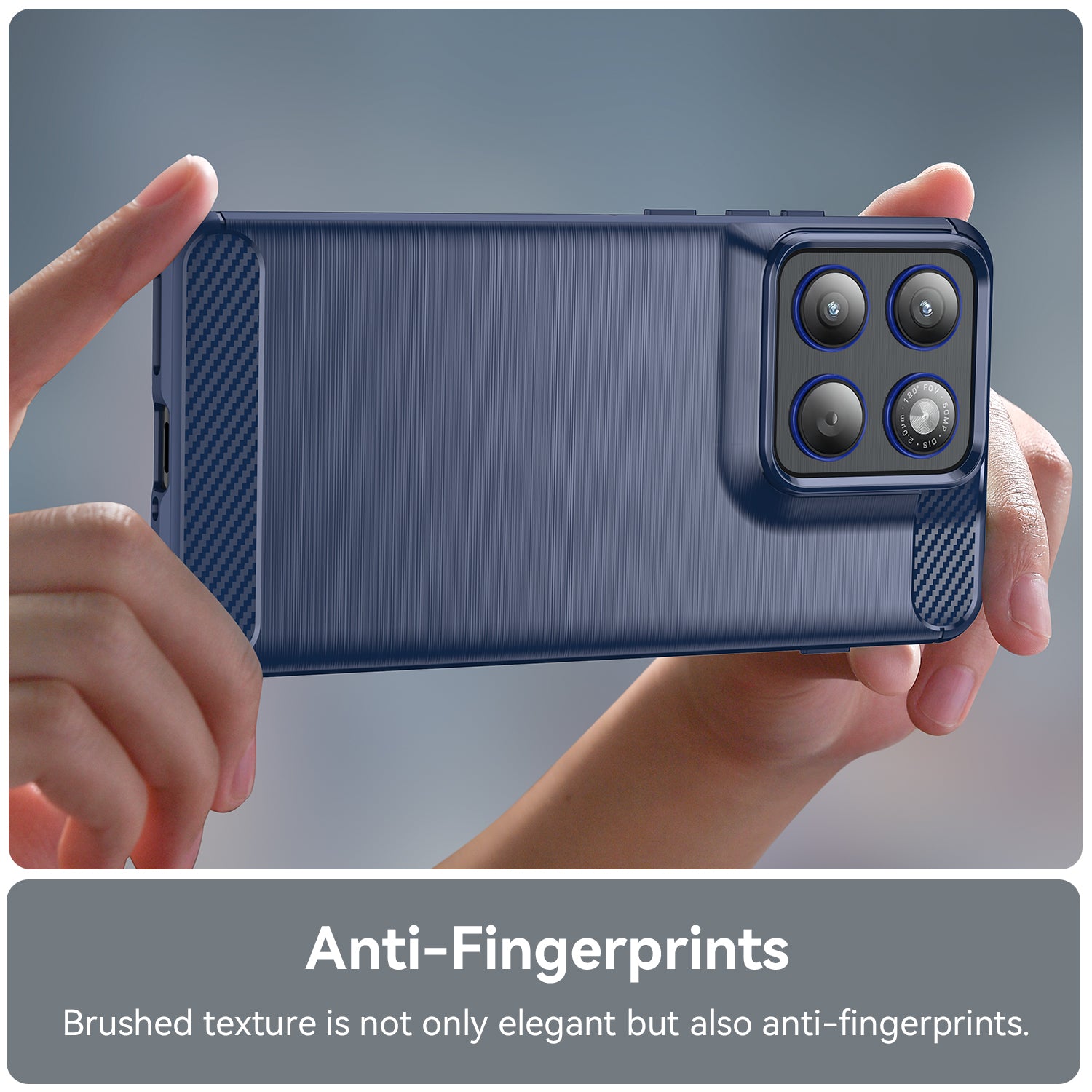 For Motorola Edge 70 5G Case with Screen Film WANLONFENG LS Series Big Lens Hole Brushed Texture TPU Phone Cover - Blue