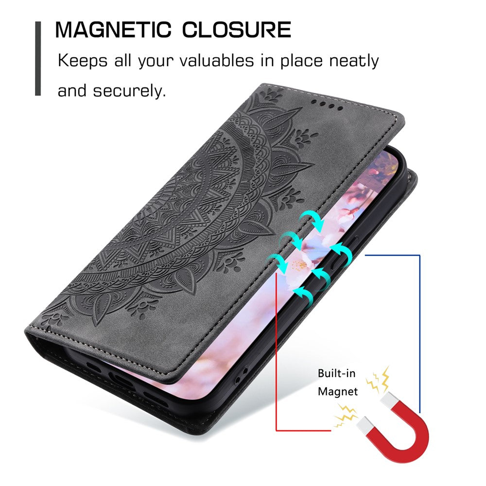 For Xiaomi Redmi Note 15 4G (Global) Case Magnetic Closing Leather Phone Cover Pattern Imprinted - Grey