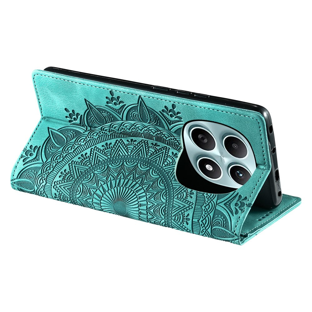 For Xiaomi Redmi Note 15 4G (Global) Case Magnetic Closing Leather Phone Cover Pattern Imprinted - Mint Green