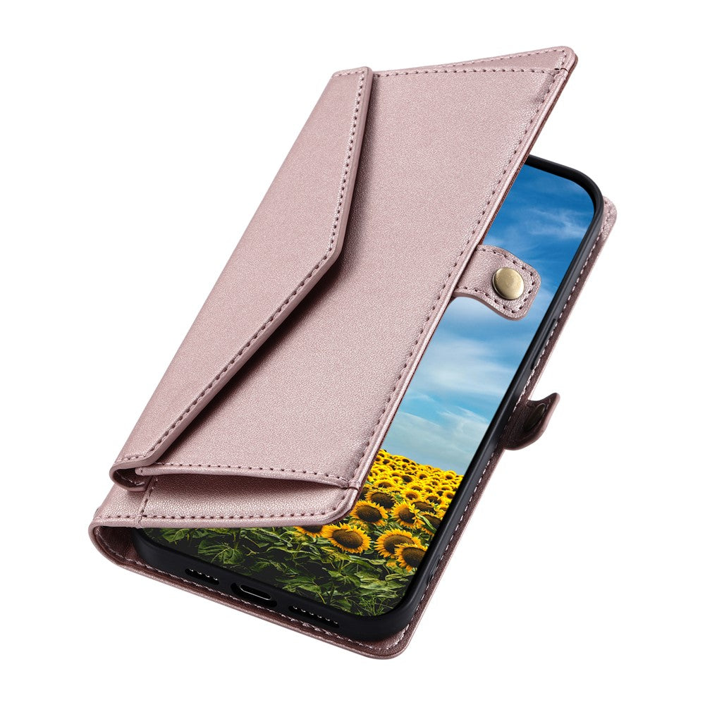 For Xiaomi Redmi Note 15 4G (Global) Leather Case with Wrist Strap Wallet Stand Phone Cover - Rose Gold