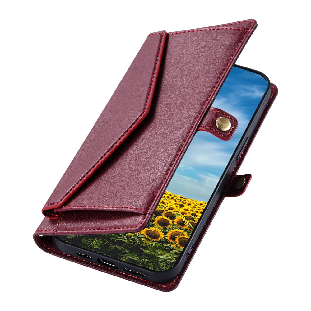 For Xiaomi Redmi Note 15 4G (Global) Leather Case with Wrist Strap Wallet Stand Phone Cover - Wine Red