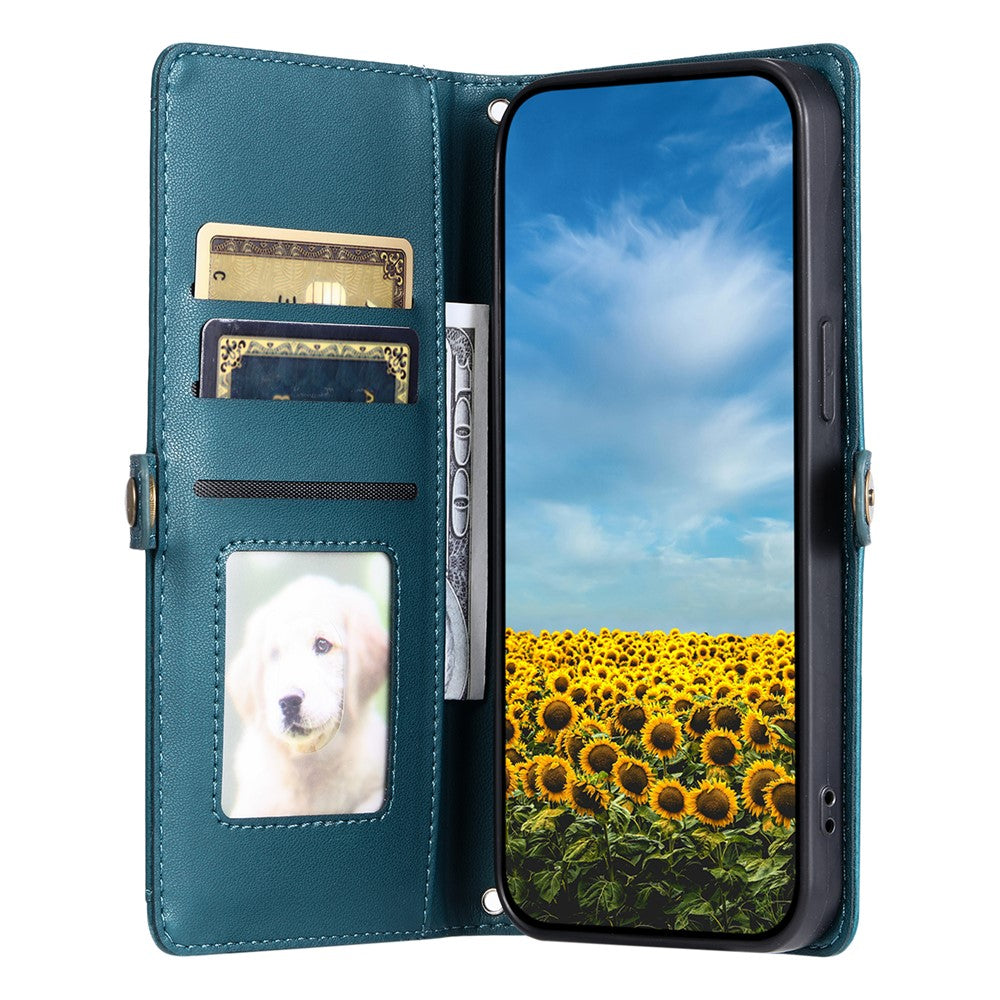 For Xiaomi Redmi Note 15 4G (Global) Leather Case with Wrist Strap Wallet Stand Phone Cover - Blackish Green
