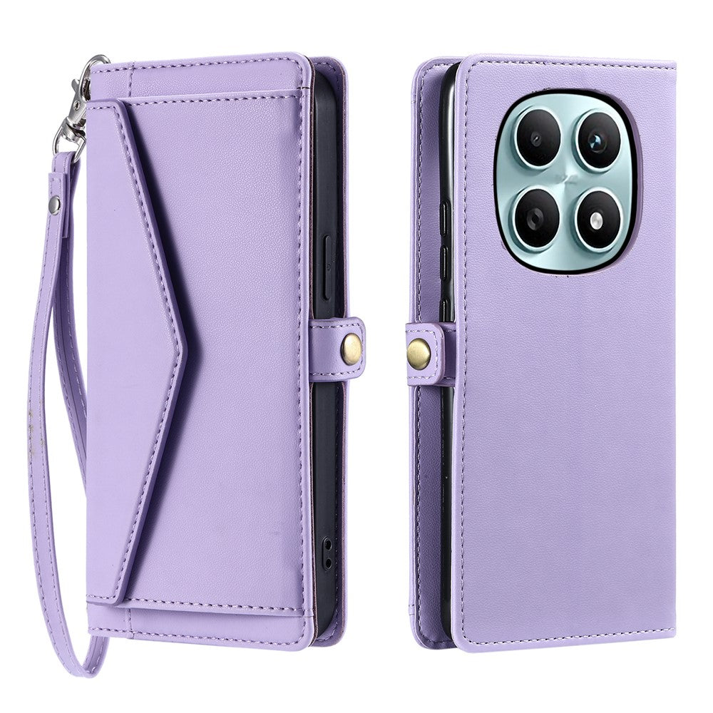 For Xiaomi Redmi Note 15 4G (Global) Leather Case with Wrist Strap Wallet Stand Phone Cover - Purple