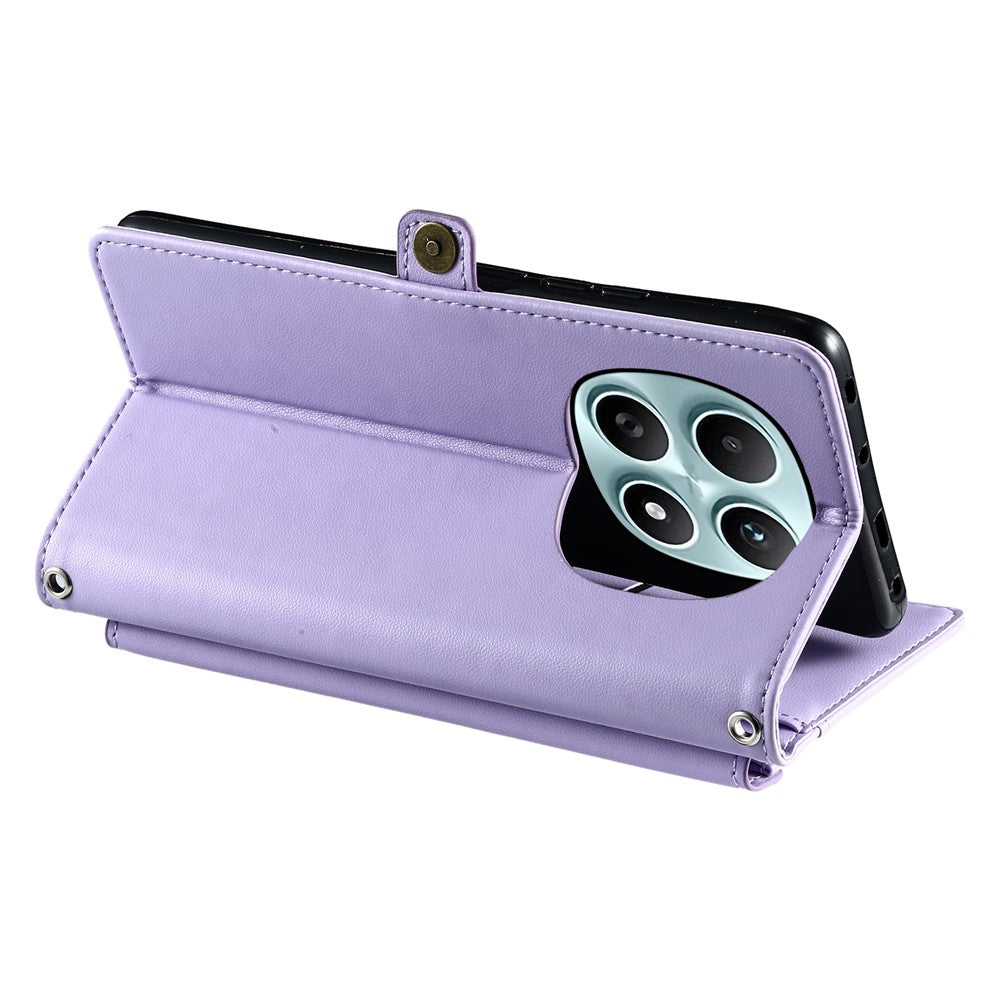 For Xiaomi Redmi Note 15 4G (Global) Leather Case with Wrist Strap Wallet Stand Phone Cover - Purple