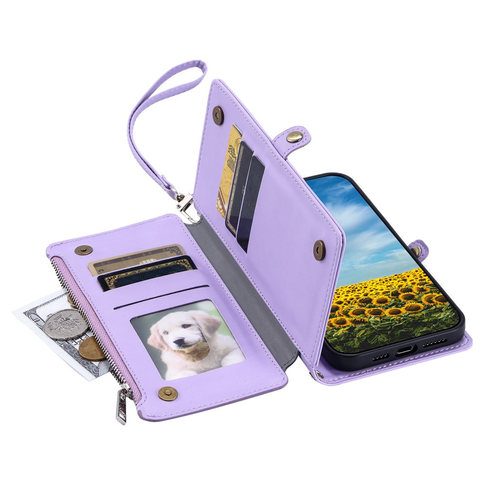 For Xiaomi Redmi Note 15 4G (Global) Case TPU + PU Leather Wallet Phone Cover with Wrist Strap - Purple