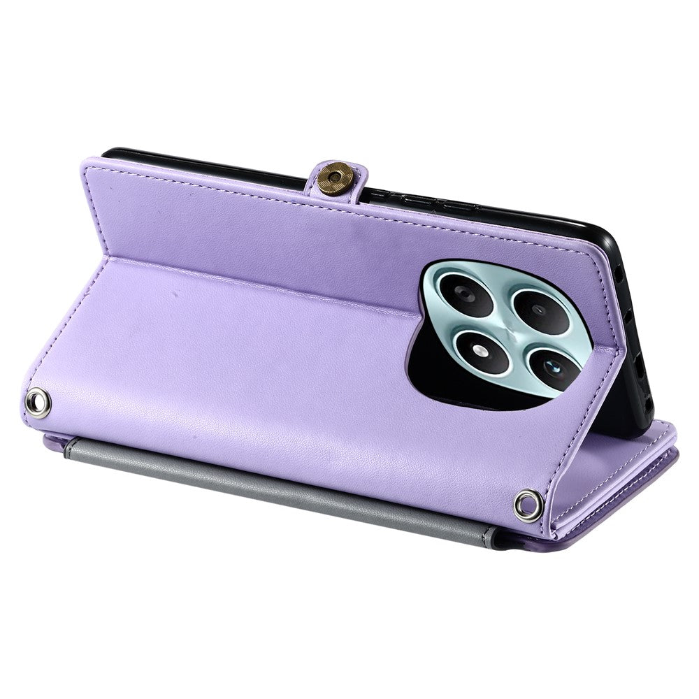 For Xiaomi Redmi Note 15 4G (Global) Case TPU + PU Leather Wallet Phone Cover with Wrist Strap - Purple