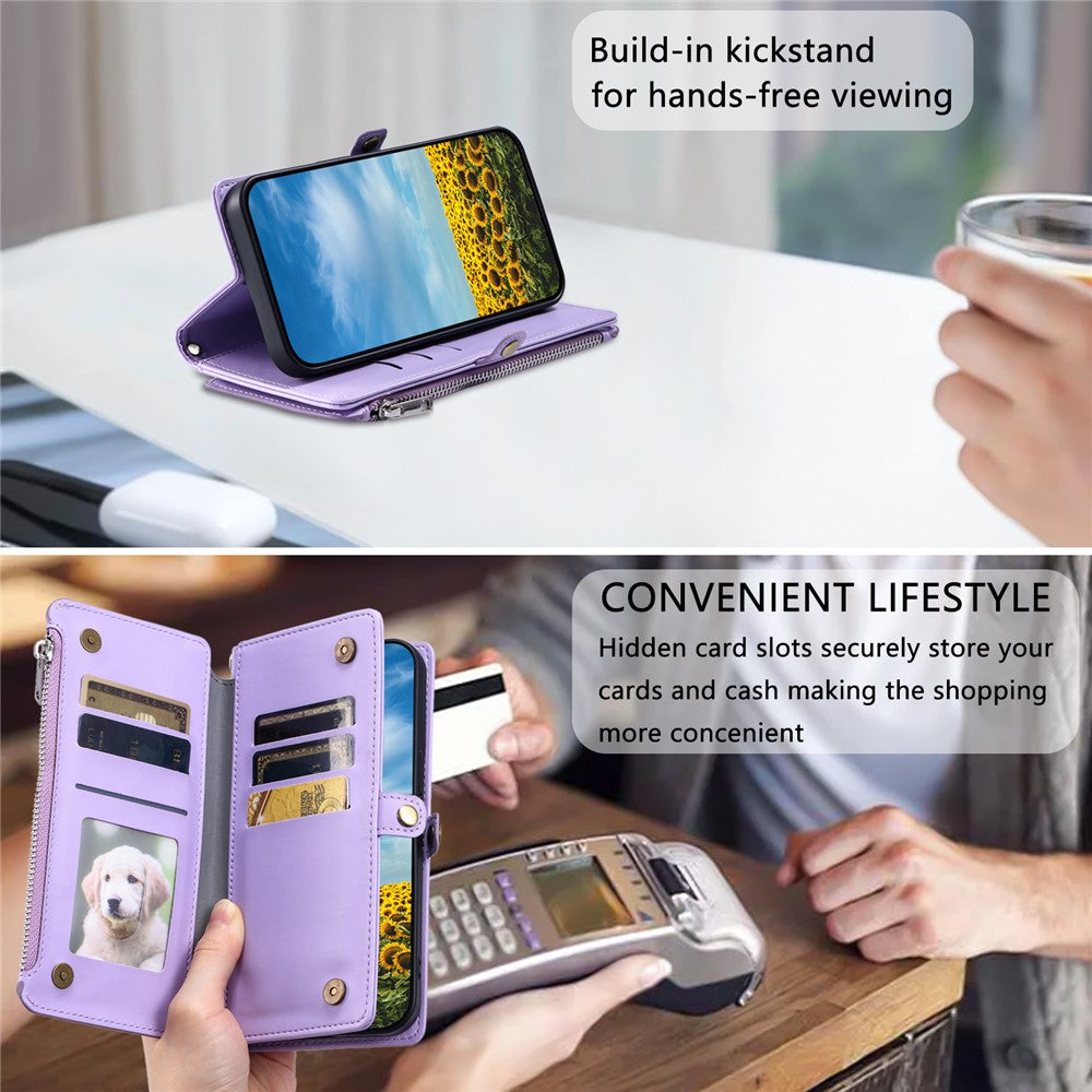 For Xiaomi Redmi Note 15 4G (Global) Case TPU + PU Leather Wallet Phone Cover with Wrist Strap - Purple