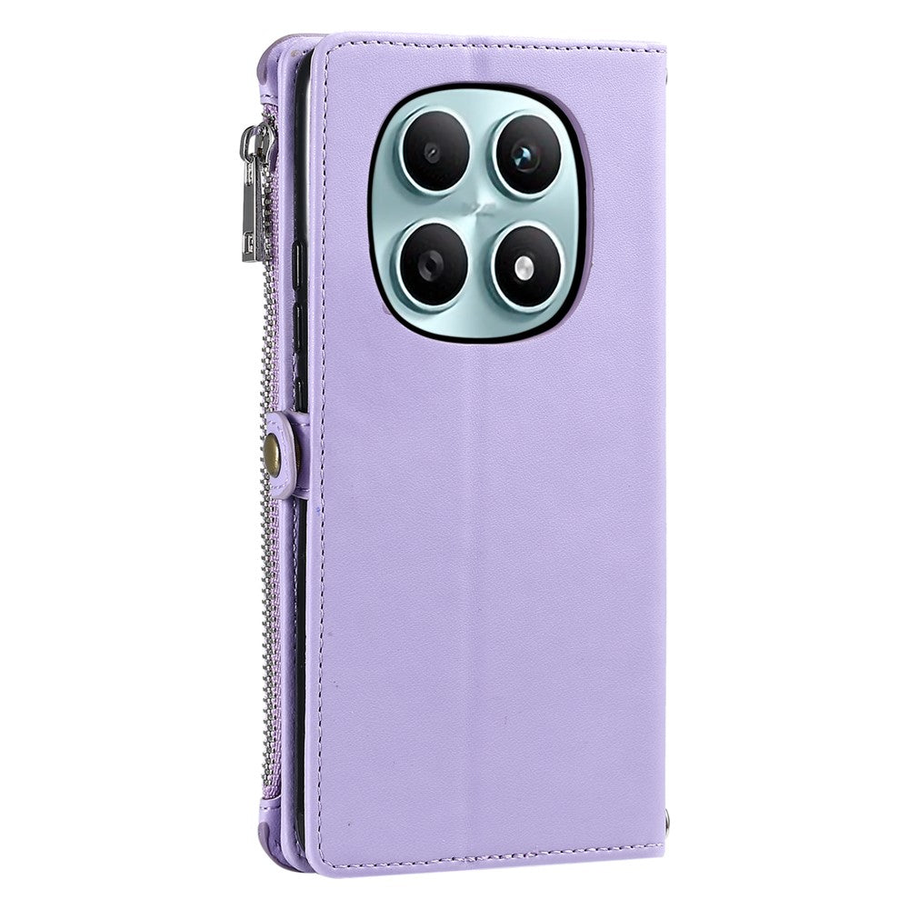 For Xiaomi Redmi Note 15 4G (Global) Case TPU + PU Leather Wallet Phone Cover with Wrist Strap - Purple
