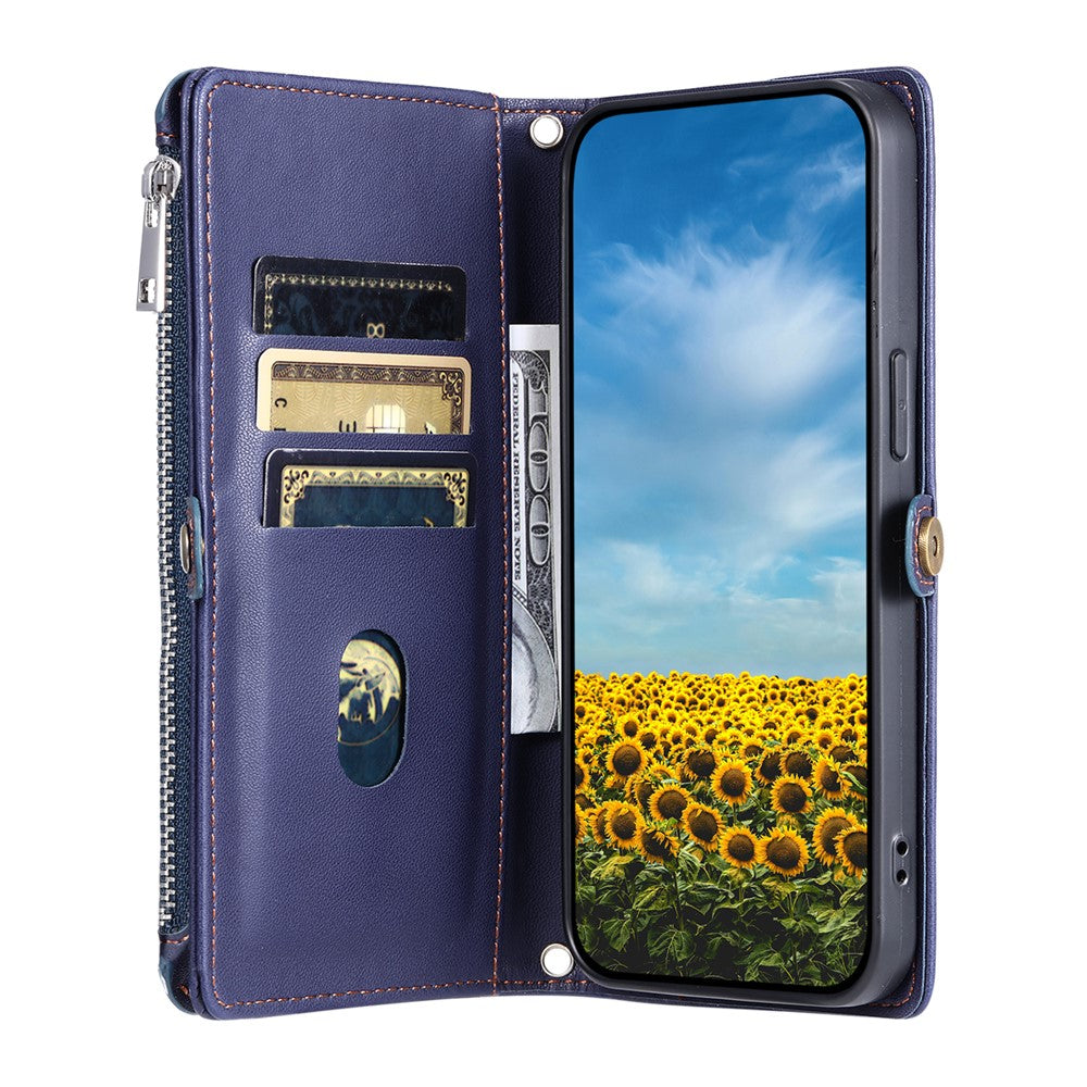 For Xiaomi Redmi Note 15 4G (Global) Case TPU + PU Leather Wallet Phone Cover with Wrist Strap - Blue