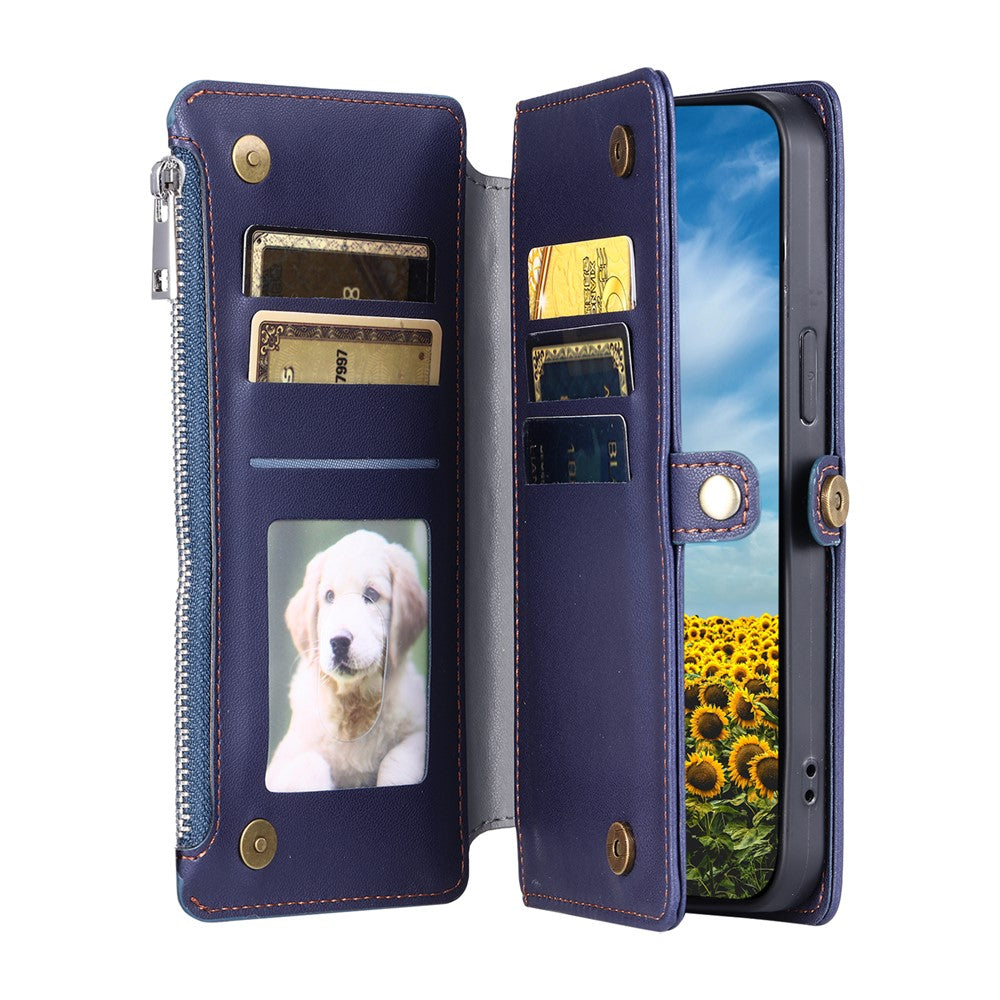 For Xiaomi Redmi Note 15 4G (Global) Case TPU + PU Leather Wallet Phone Cover with Wrist Strap - Blue