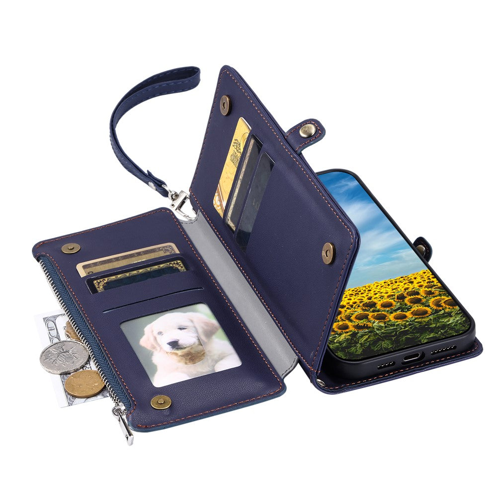 For Xiaomi Redmi Note 15 4G (Global) Case TPU + PU Leather Wallet Phone Cover with Wrist Strap - Blue
