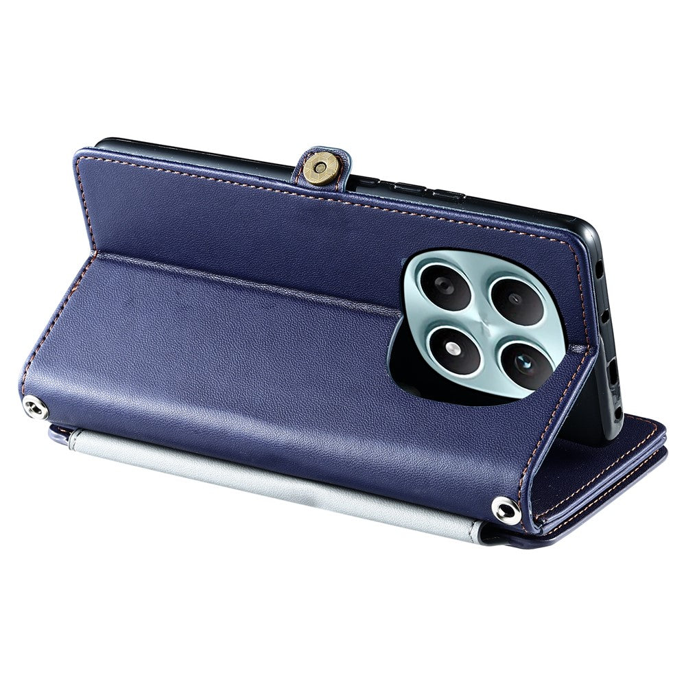 For Xiaomi Redmi Note 15 4G (Global) Case TPU + PU Leather Wallet Phone Cover with Wrist Strap - Blue