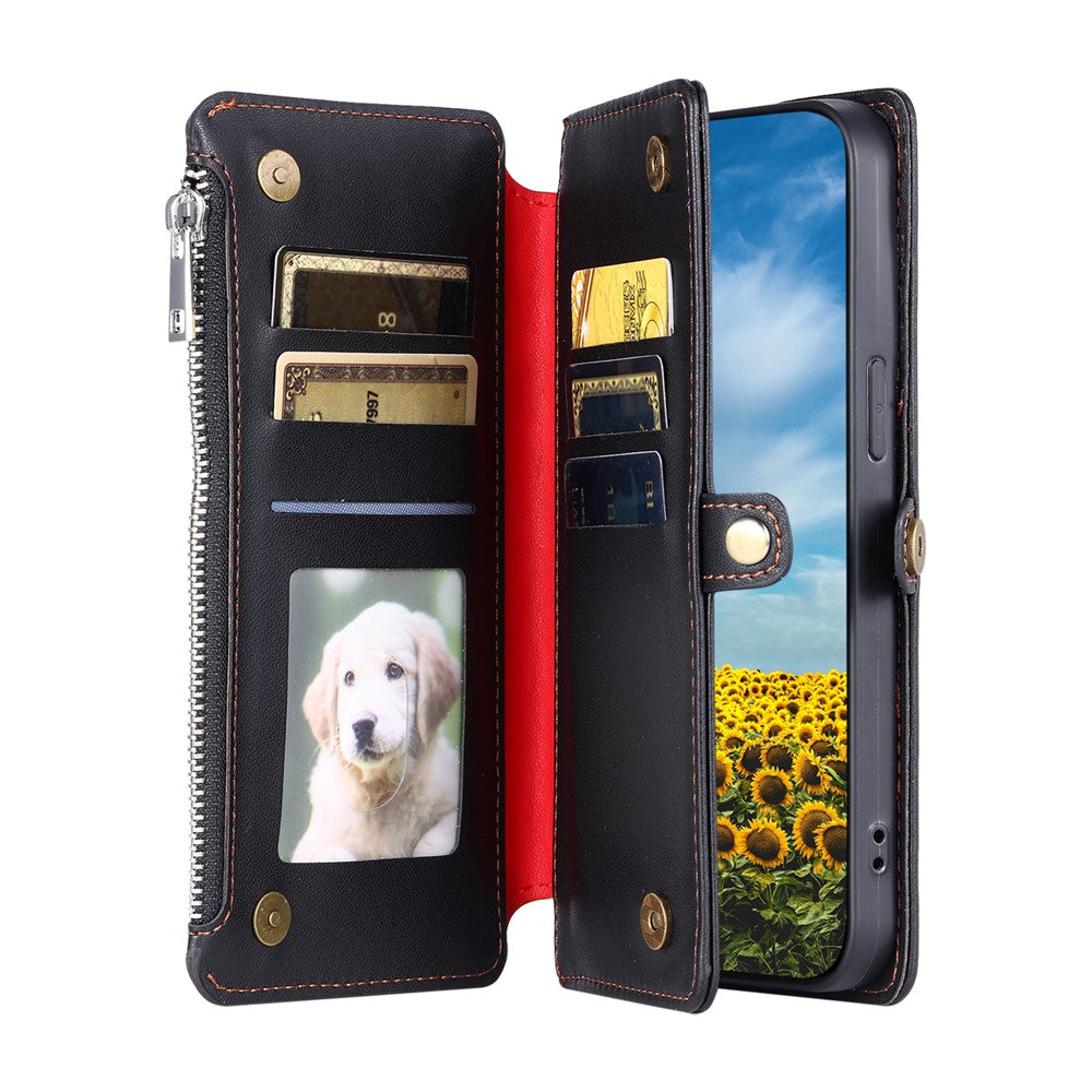 For Xiaomi Redmi Note 15 4G (Global) Case TPU + PU Leather Wallet Phone Cover with Wrist Strap - Black