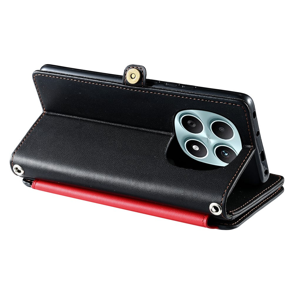For Xiaomi Redmi Note 15 4G (Global) Case TPU + PU Leather Wallet Phone Cover with Wrist Strap - Black